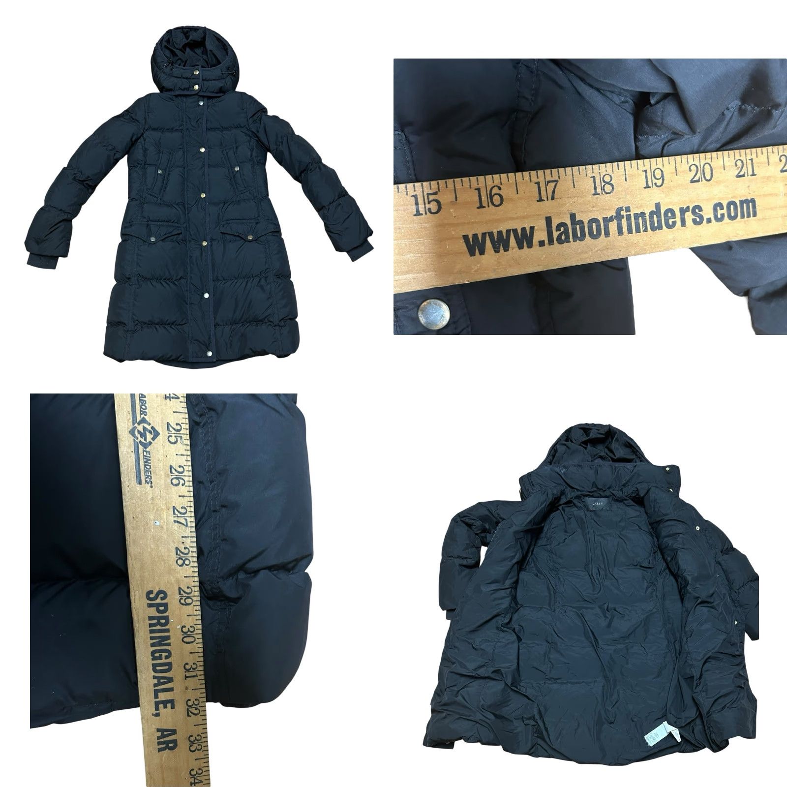 Vintage J Crew Women's Drawstring Hood Pocketed Long Puffer Jackets Solid Black Medium Size M / US 6-8 / IT 42-44 - 10 Thumbnail