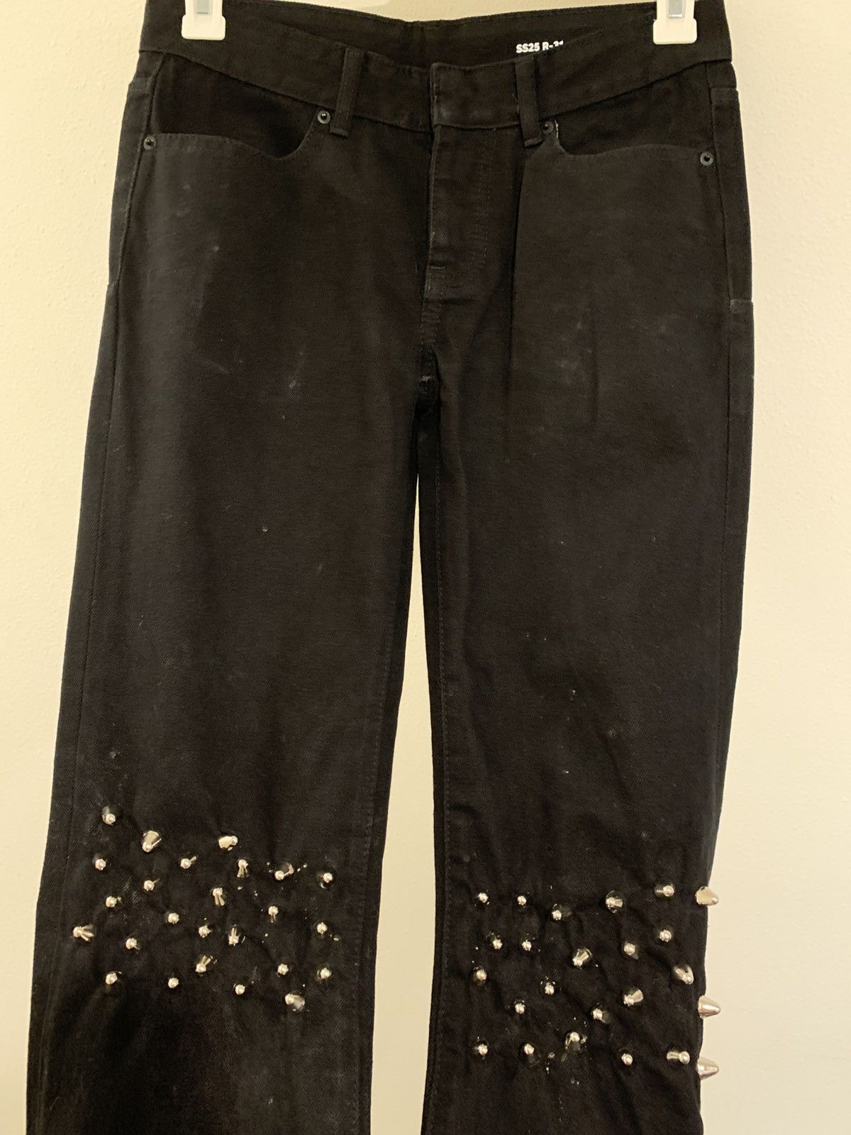 Hedi Slimane custom flared studded knee denim Size US 31 - 5 Thumbnail
