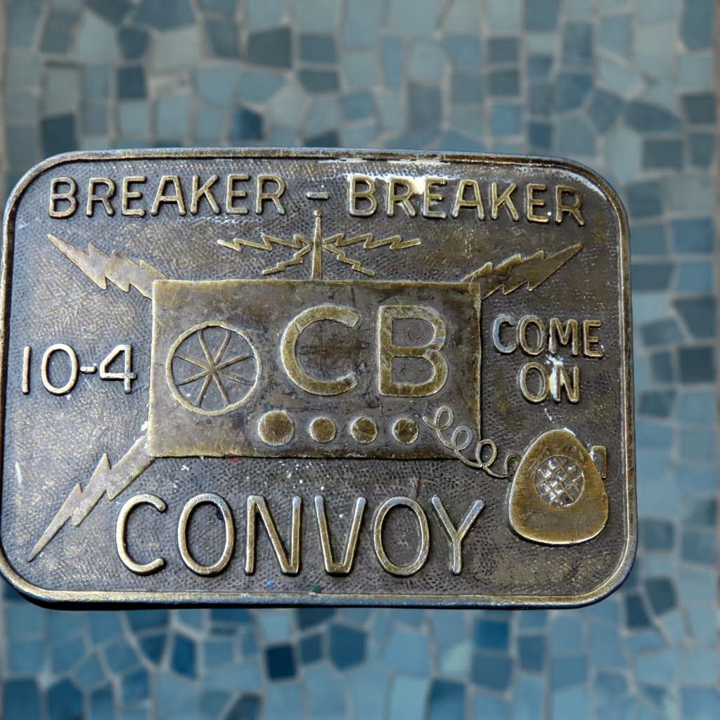 Vintage VINTAGE READ BRASS Belt Buckle Crew CB 10-4 Radio Trucker Men 1.5 in Brass Buckle Size ONE SIZE - 1 Thumbnail