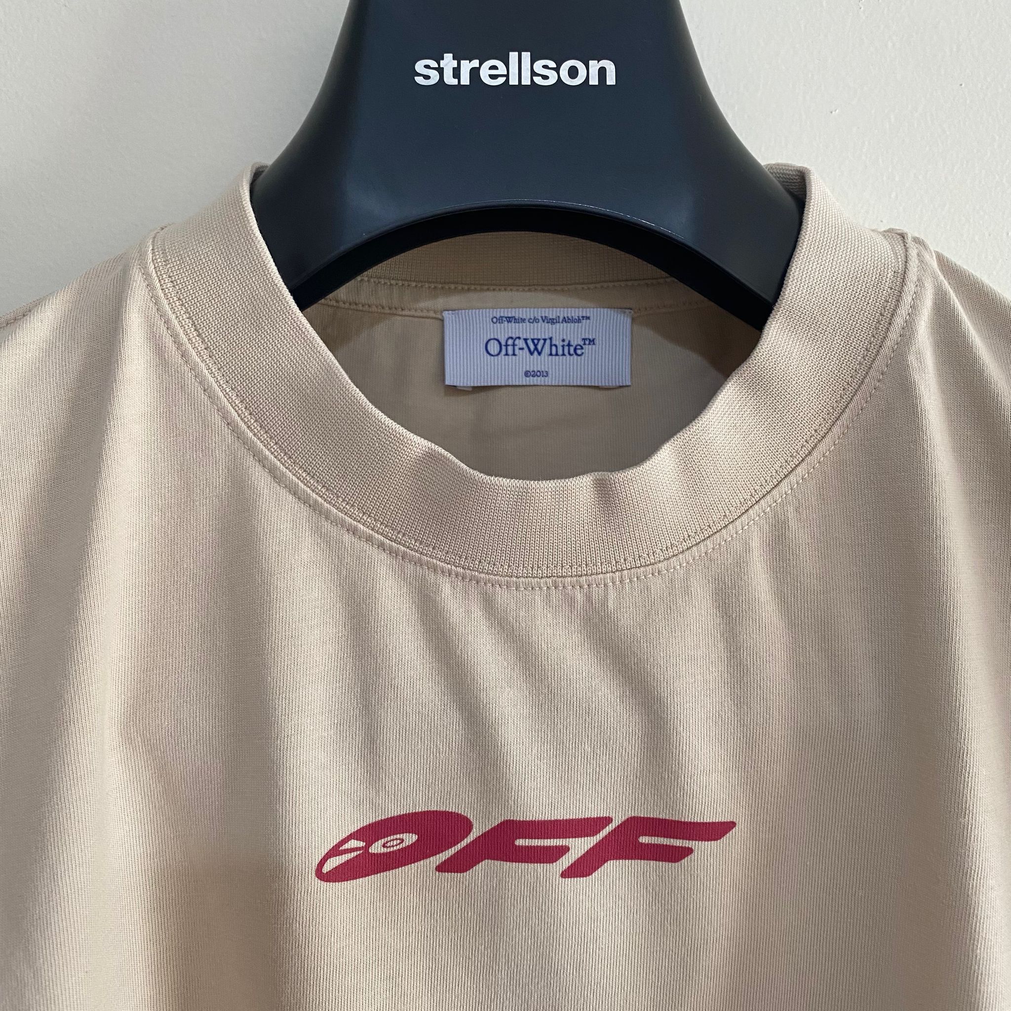 Off-White Beige Records Logo Oversized Skate T-Shirt Size US XXS / EU 40 - 3 Thumbnail
