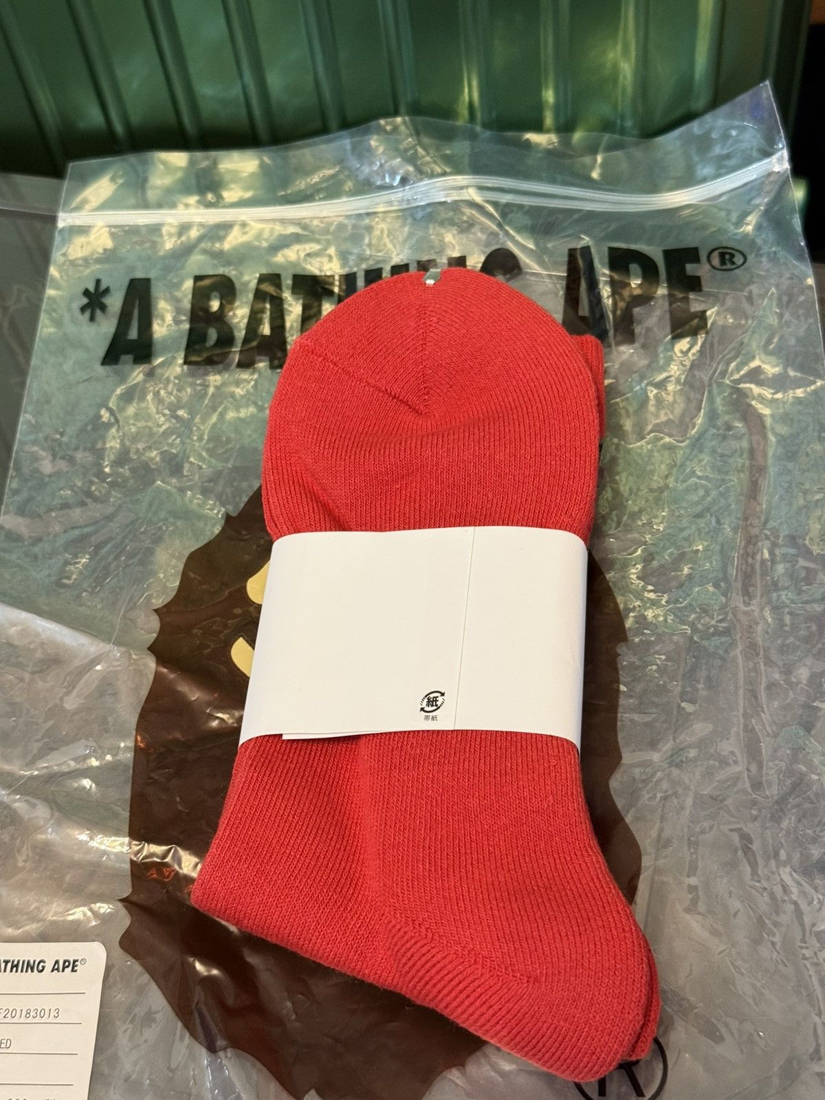 Bape A Bathing Ape Red Shark Socks Size ONE SIZE - 5 Thumbnail