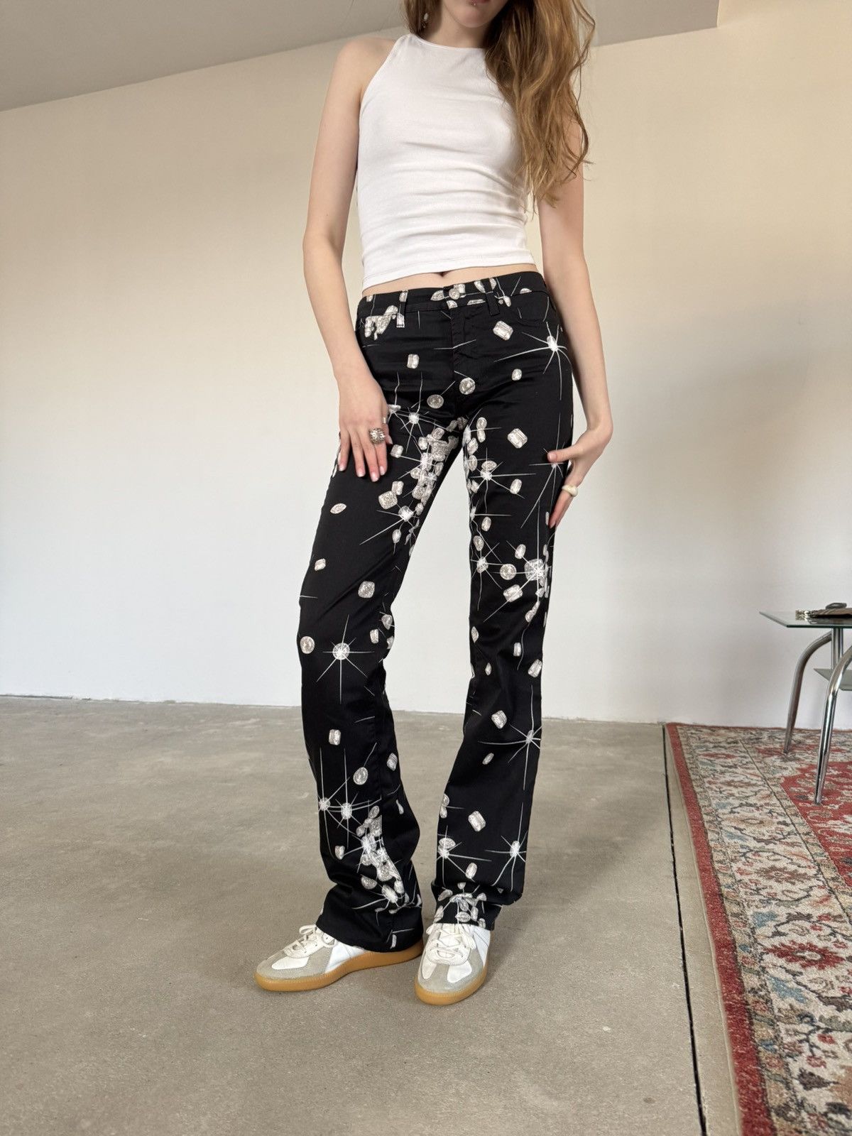 If Six Was Nine × Versace Archival Versace Shiny Diamond Flared Pants Size 31" - 18 Thumbnail