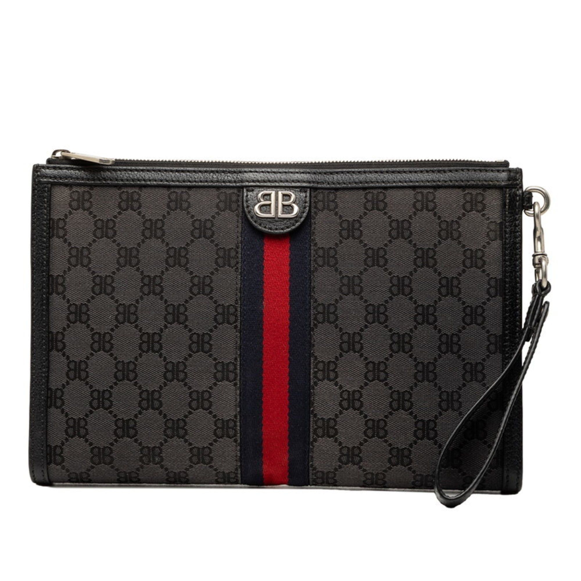 Balenciaga X Gucci The Hacker Project Clutch Bag 680382 Black Canvas And Leather Women's Balenciaga