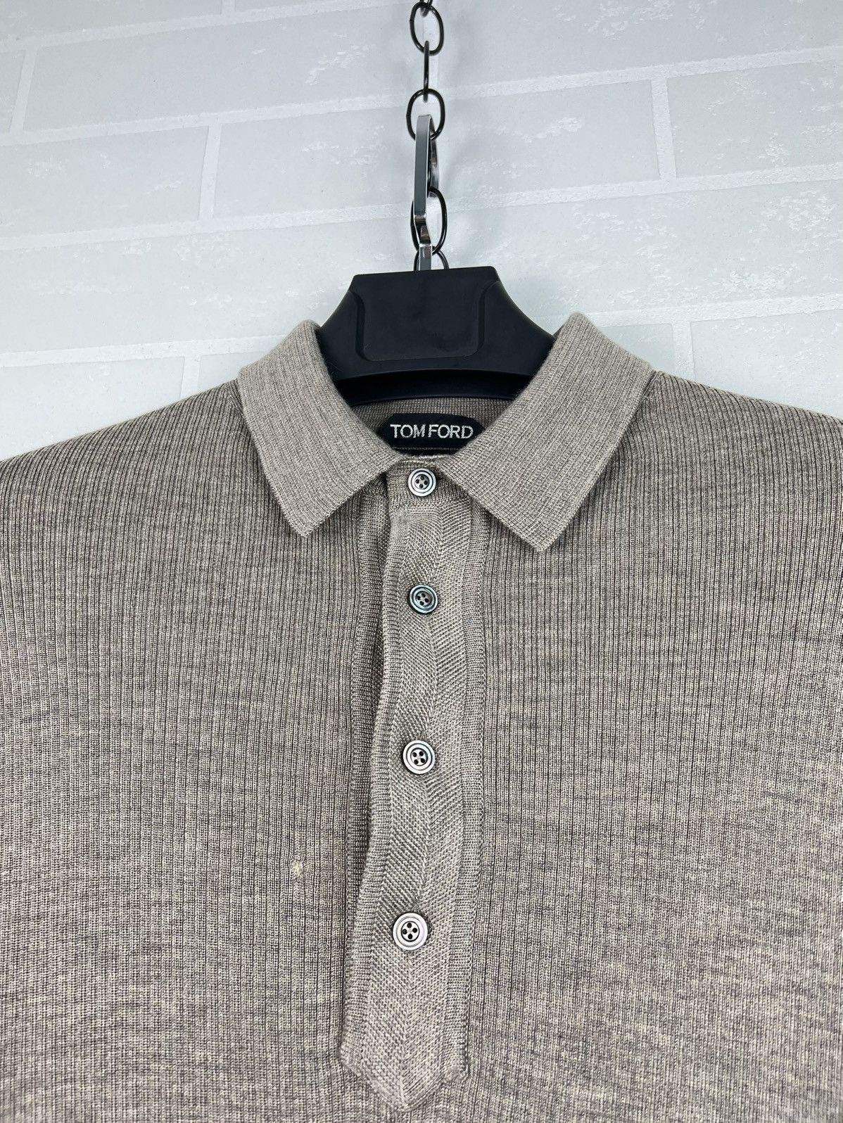 Tom Ford TOM FORD Sweater Polo Knit Ribbed Merino Wool Silk Cashmere Size US L / EU 52-54 / 3 - 8 Thumbnail
