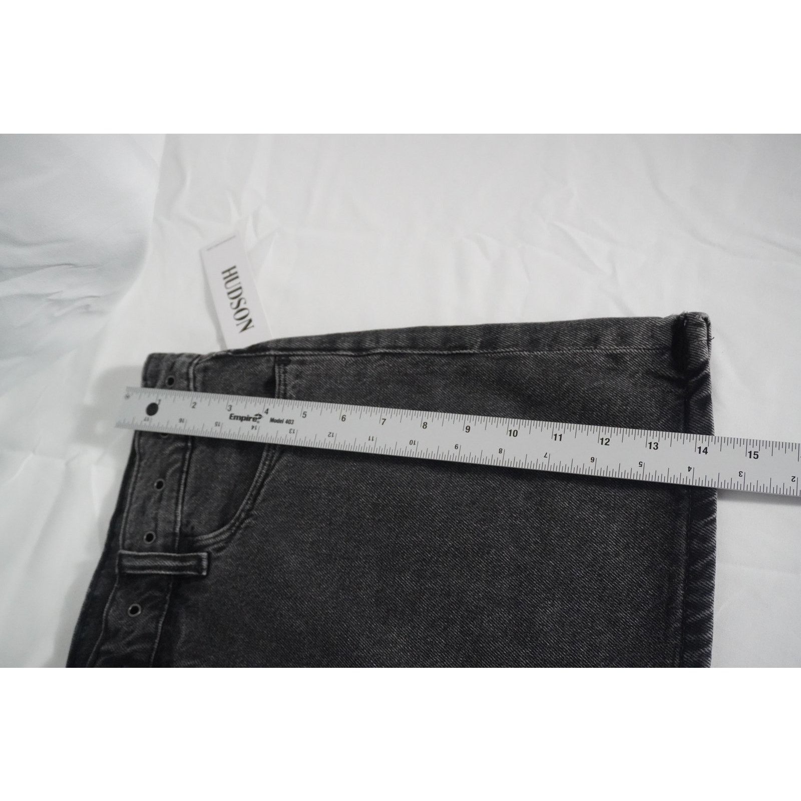Hudson Hudson Jeans Mini Skirt Black Gray Wash Studded Waist Denim Size 32" / US 10 / IT 46 - 12 Thumbnail
