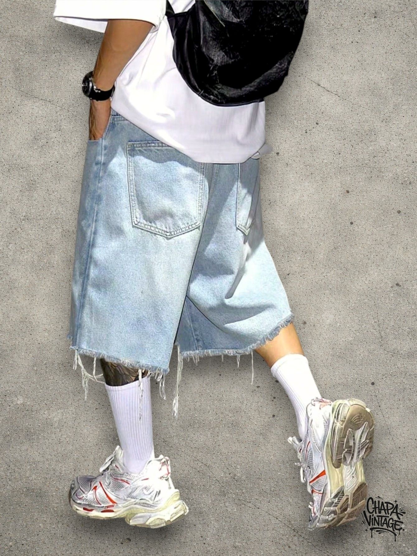 Vintage Washed ripped shorts Size US 32 / EU 48 - 2 Thumbnail