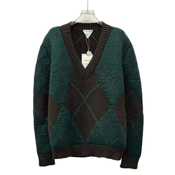 Bottega Veneta Bottega Veneta Argyle V-Neck Sweater Size L Size US L / EU 52-54 / 3 - 1 Thumbnail