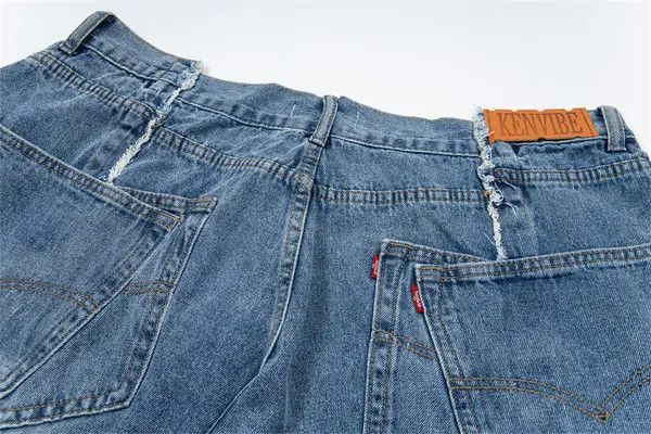 Japanese Brand VIBE Men's trendy raw edge stitching gradient washed jeans Size US 32 / EU 48 - 5 Thumbnail