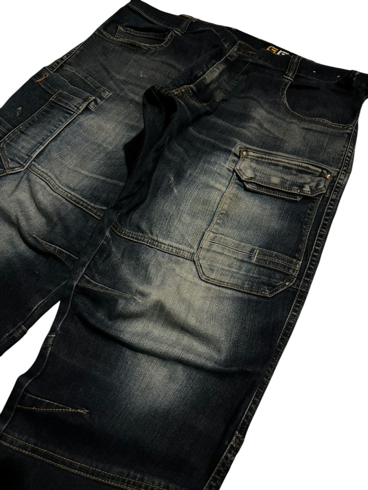Japanese Brand G.Ground Faded Cargo Slim Strecth Denim Jeans Size US 34 / EU 50 - 3 Thumbnail