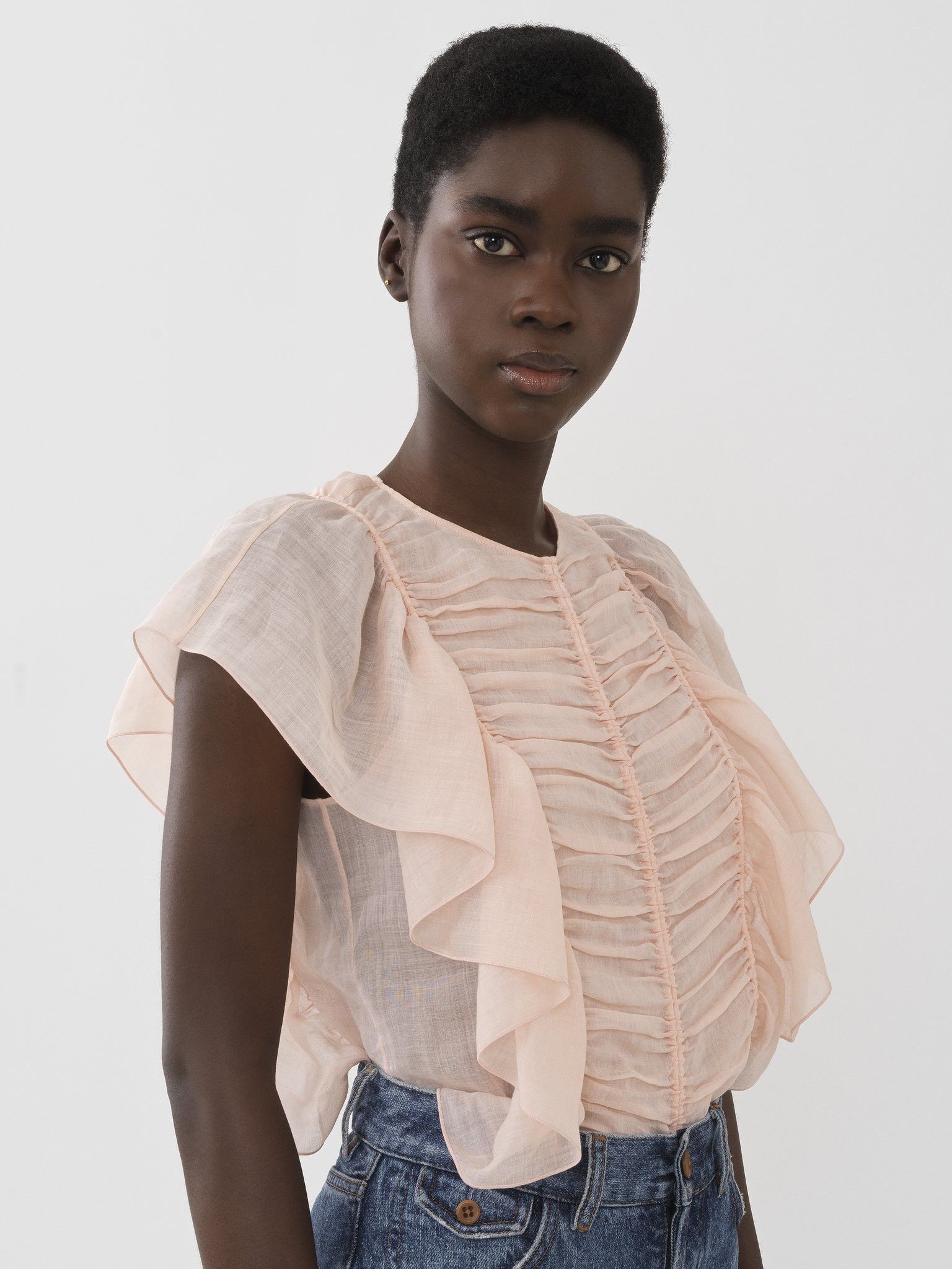 Chloe o1y0825 Short Sleeves Blouse in Pink Size M / US 6-8 / IT 42-44 - 4 Thumbnail