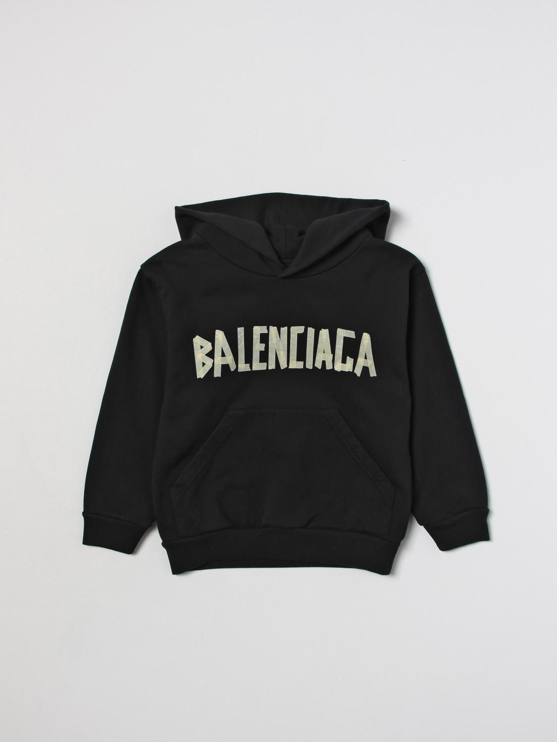 Balenciaga o1srvl11e0426 Size: 2 / KIDS Tape Type Hoodie in Black Size US XXS / EU 40 - 1 Thumbnail