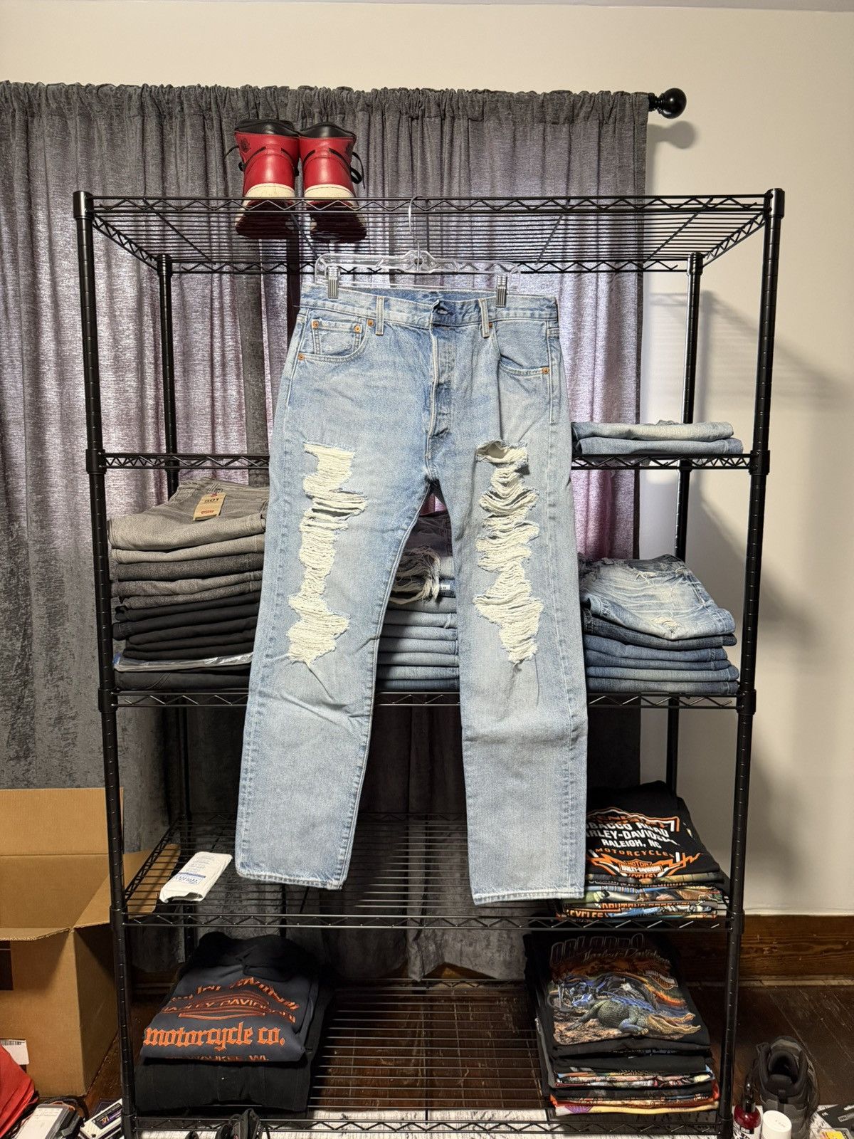 Levi's Premium Levi 501 93’ Destroyed Distressed Jeans Size 36x32 Size US 36 / EU 52 - 1 Thumbnail