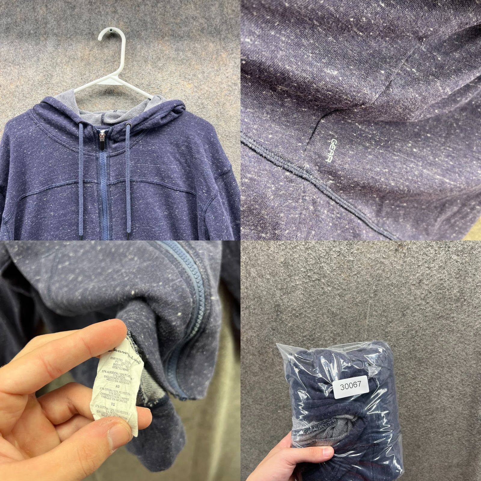 Champion VINTAGE Champion Jacket Hoodie Women XL Heather Blue Full Zip Fleece Cotton Size XL / US 12-14 / IT 48-50 - 8 Thumbnail
