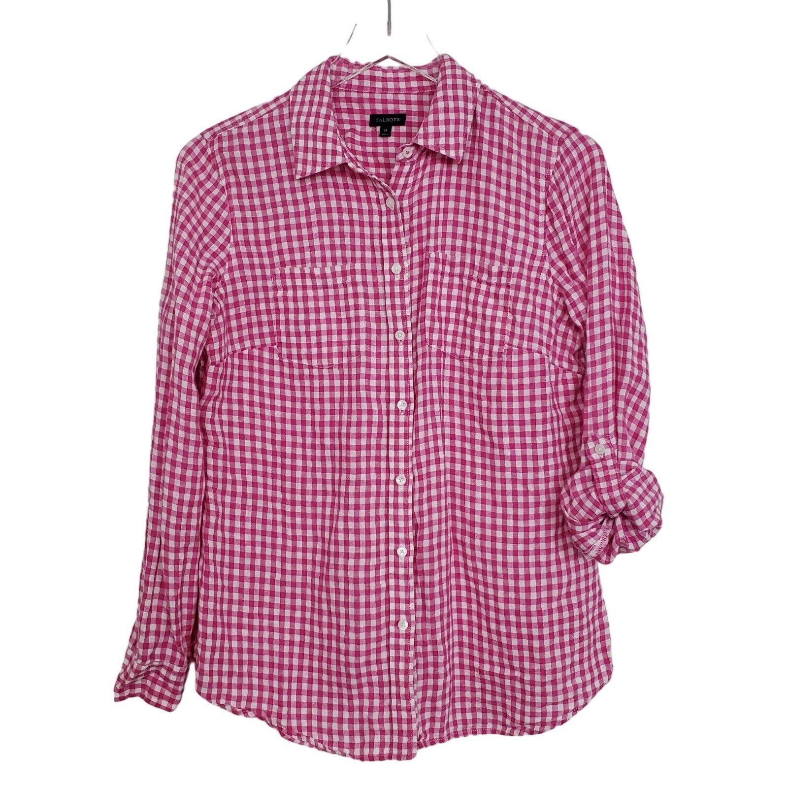 Talbots Talbots 100% Linen Gingham Check Shirt Womens Size Medium Size M / US 6-8 / IT 42-44 - 4 Thumbnail