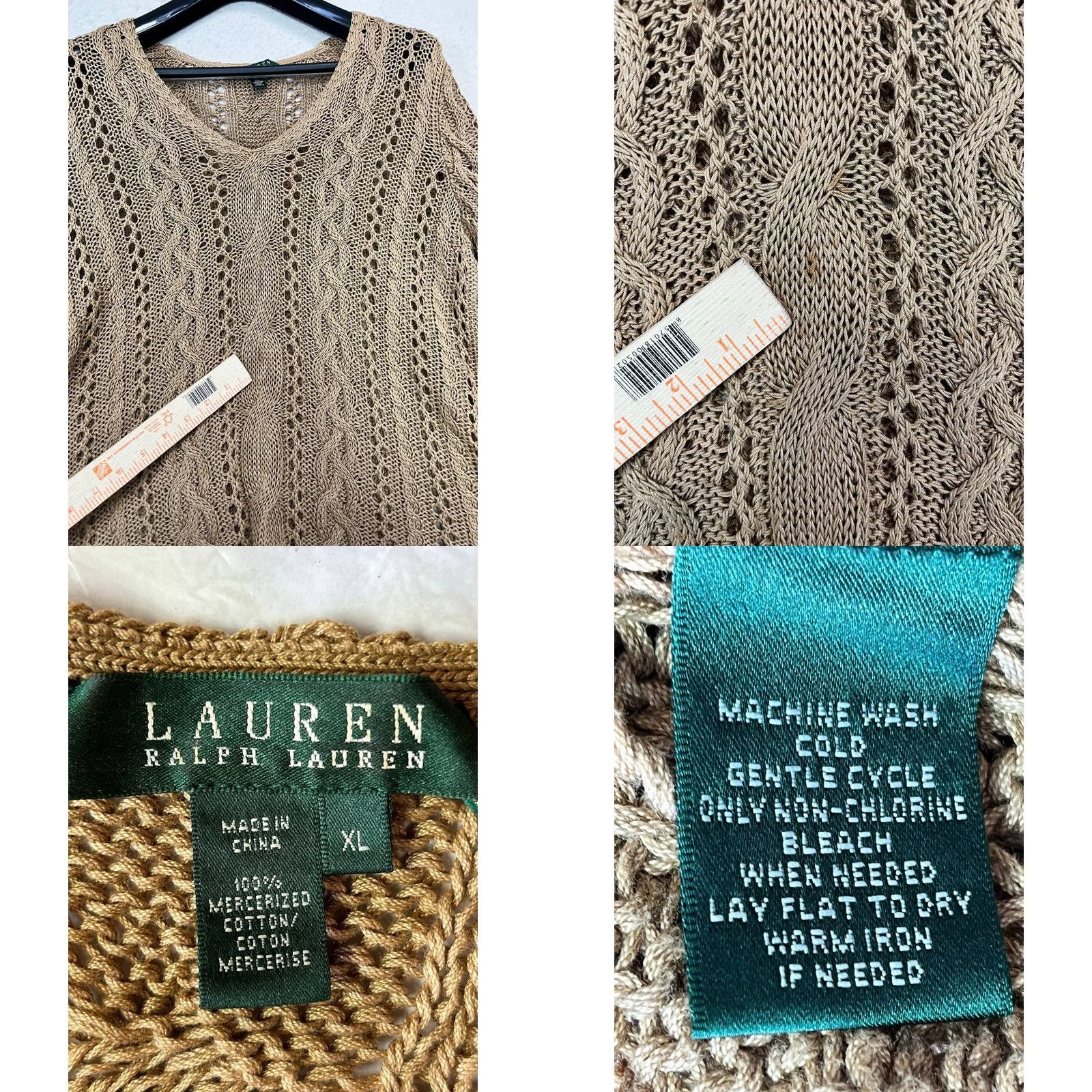Polo Ralph Lauren VINTAGE Polo Ralph Lauren Women Plus XL Cable Knit Sweater V-Neck Blush Brown Pullover Knitwear Preppy Size XL / US 12-14 / IT 48-50 - 8 Thumbnail