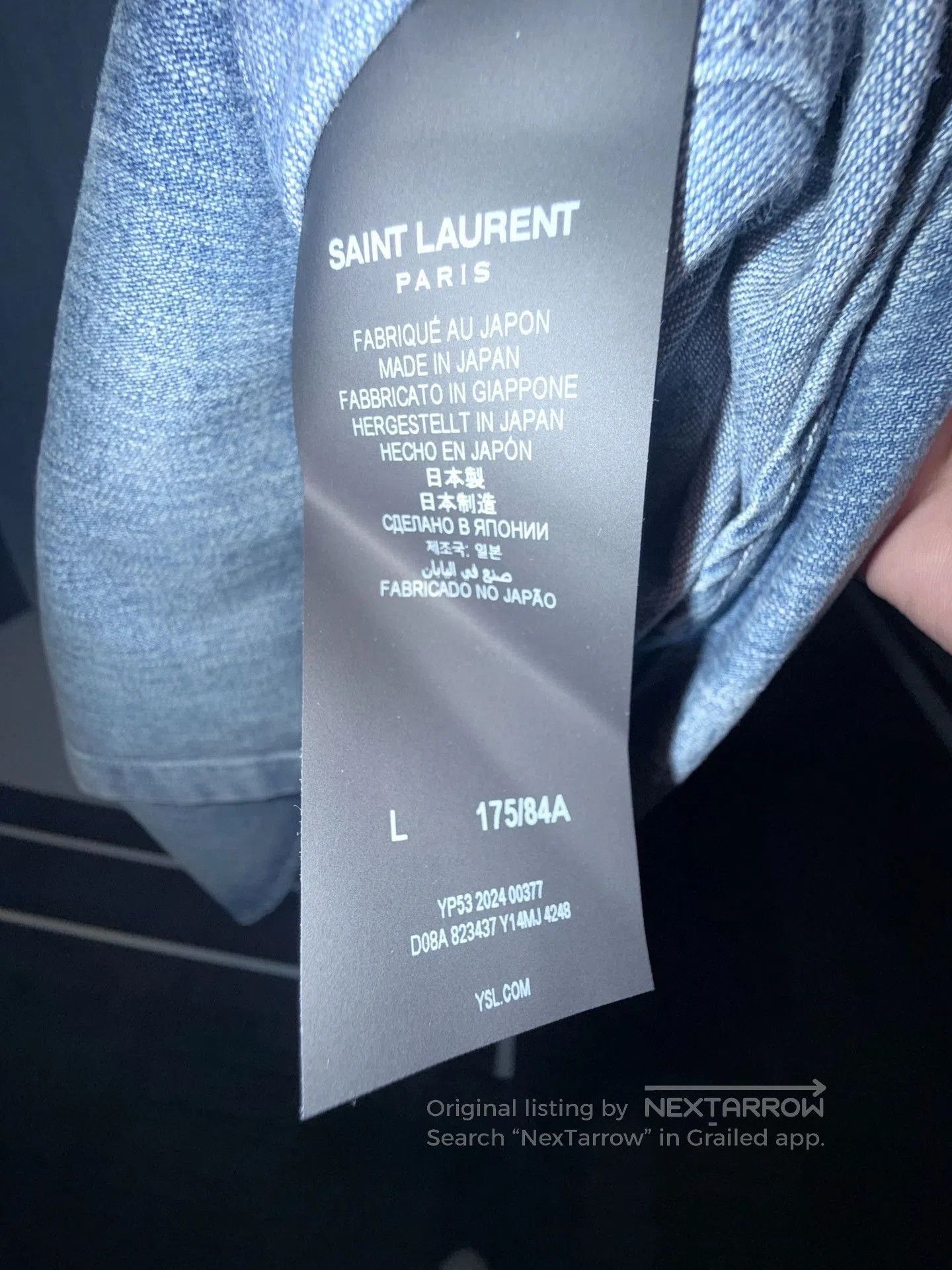 Saint Laurent Paris Saint Laurent SS25 Pointed Collar Denim Shirt. Size US L / EU 52-54 / 3 - 6 Thumbnail