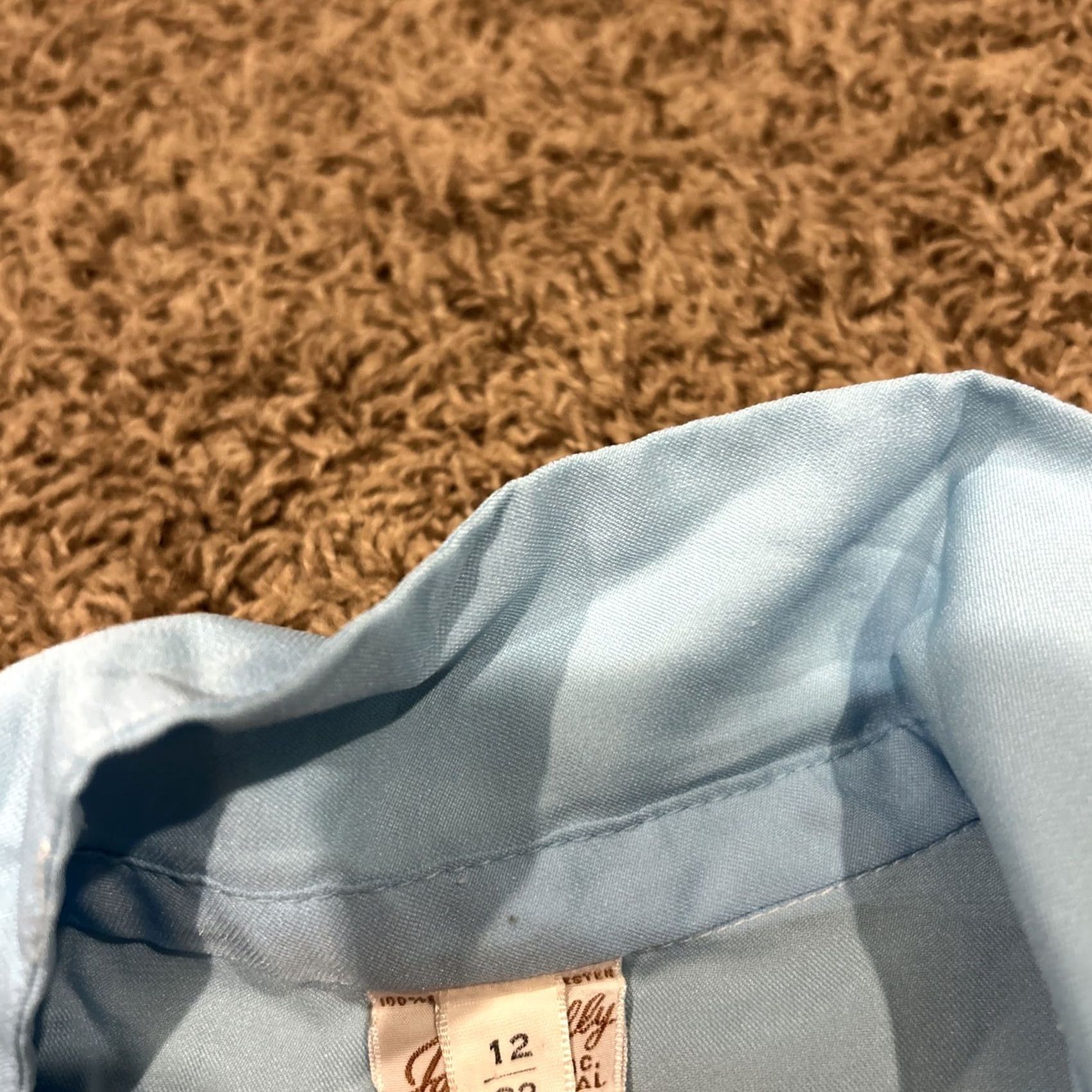 Vintage VINTAGE Jane Holly Womens Button-Up Blouse Blue 70s Long Sleeve 12 Size Regular Lace Polyester Collared Size XL / US 12-14 / IT 48-50 - 4 Thumbnail