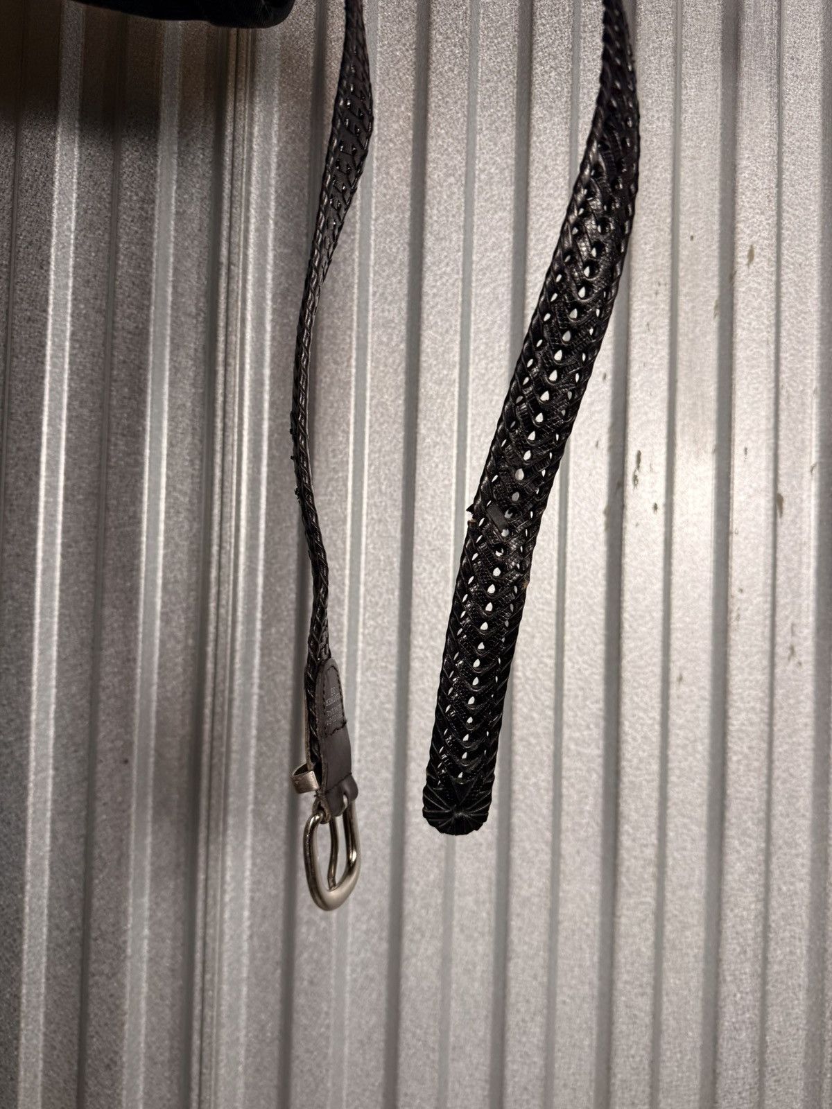 Other Vintage Black Snake Ribbed Western Loop Belt Black Size 36 - 8 Thumbnail