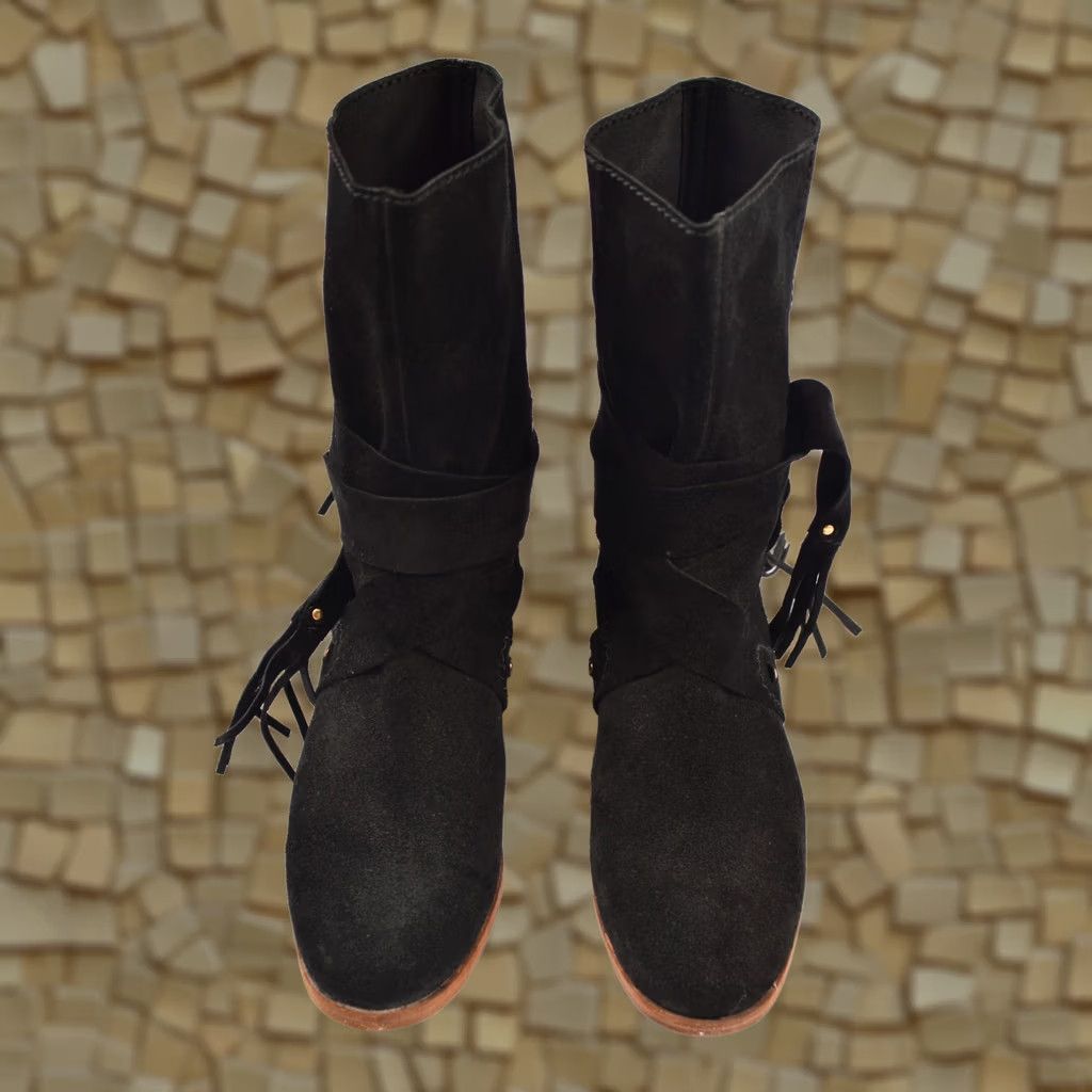 Vintage See By Chloe Crosta Black Studded Suede Designer Ankle Boots Size 38 Womens Boots Black Suede 90s? Size US 5 / IT 35 - 1 Thumbnail