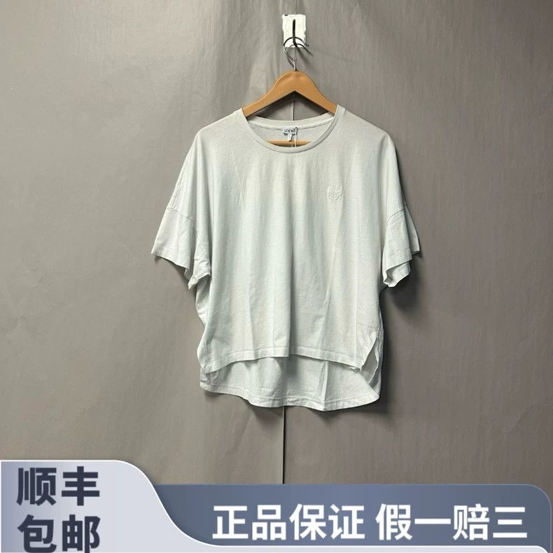 LOEWE White embroidered logo round neck short sleeve
