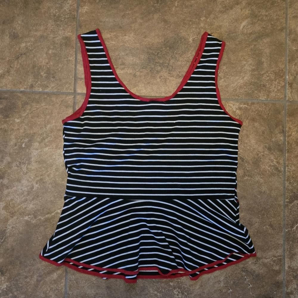 Designer Black White Striped CS Babydoll Tank Size XL / US 12-14 / IT 48-50 - 2 Thumbnail