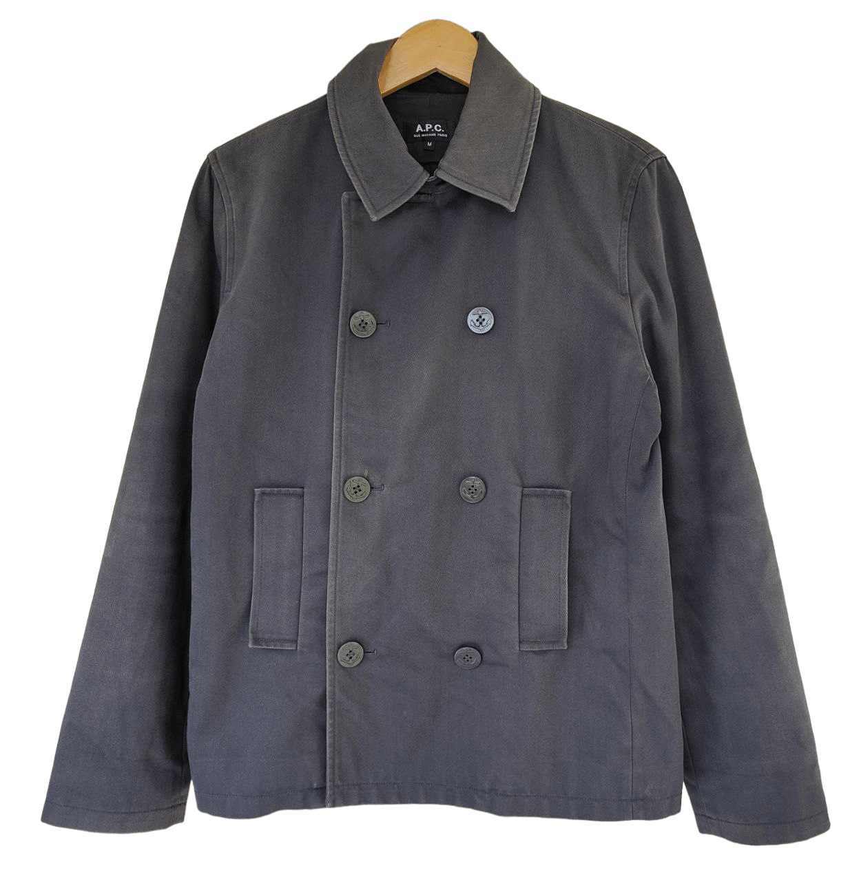 image of A P C Vintage Faded Jacket Made In Poland in Faded Navy Blue, Women's (Size Medium)