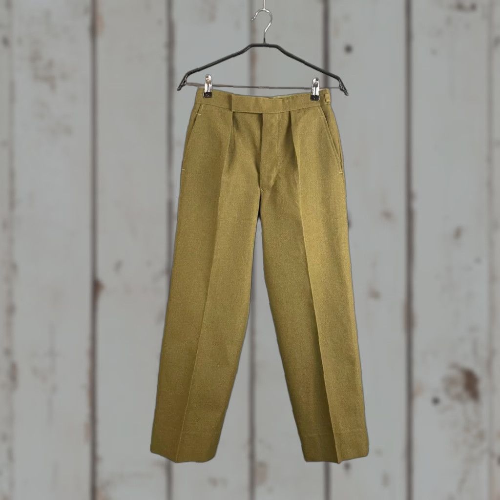 Vintage Mens Dress Pants Brown Pleated Stretch Straight Leg High-Rise Pants Mens Regular Brown Dress Size US 35 - 1 Thumbnail