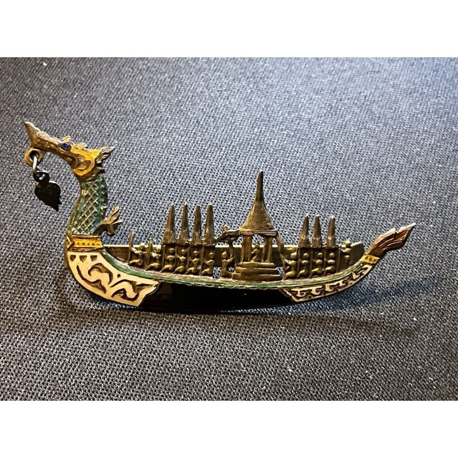 Other Vintage Sterling Vermiel Asian Boat Clip Siam Size ONE SIZE - 1 Thumbnail