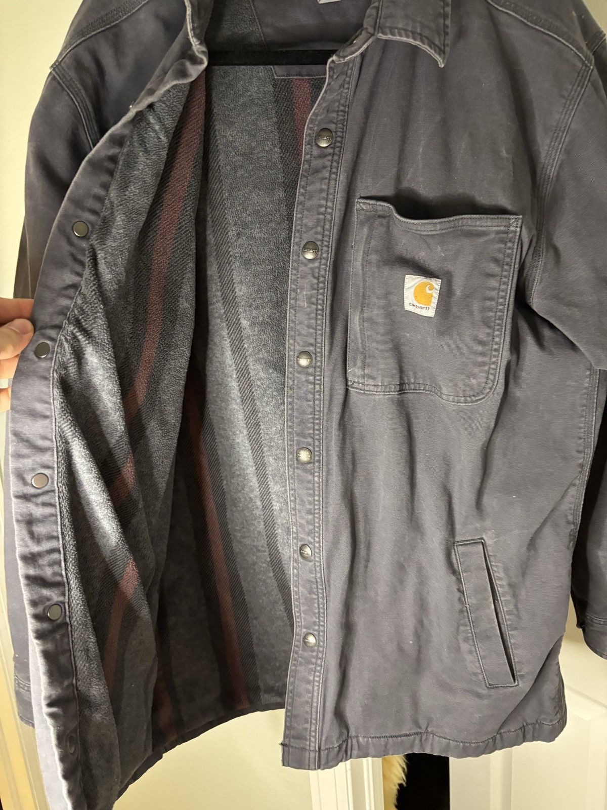 Carhartt Grey Carhartt Mens Work Jacket Flannel Lined Heavy Duty Coat Size US L / EU 52-54 / 3 - 3 Thumbnail