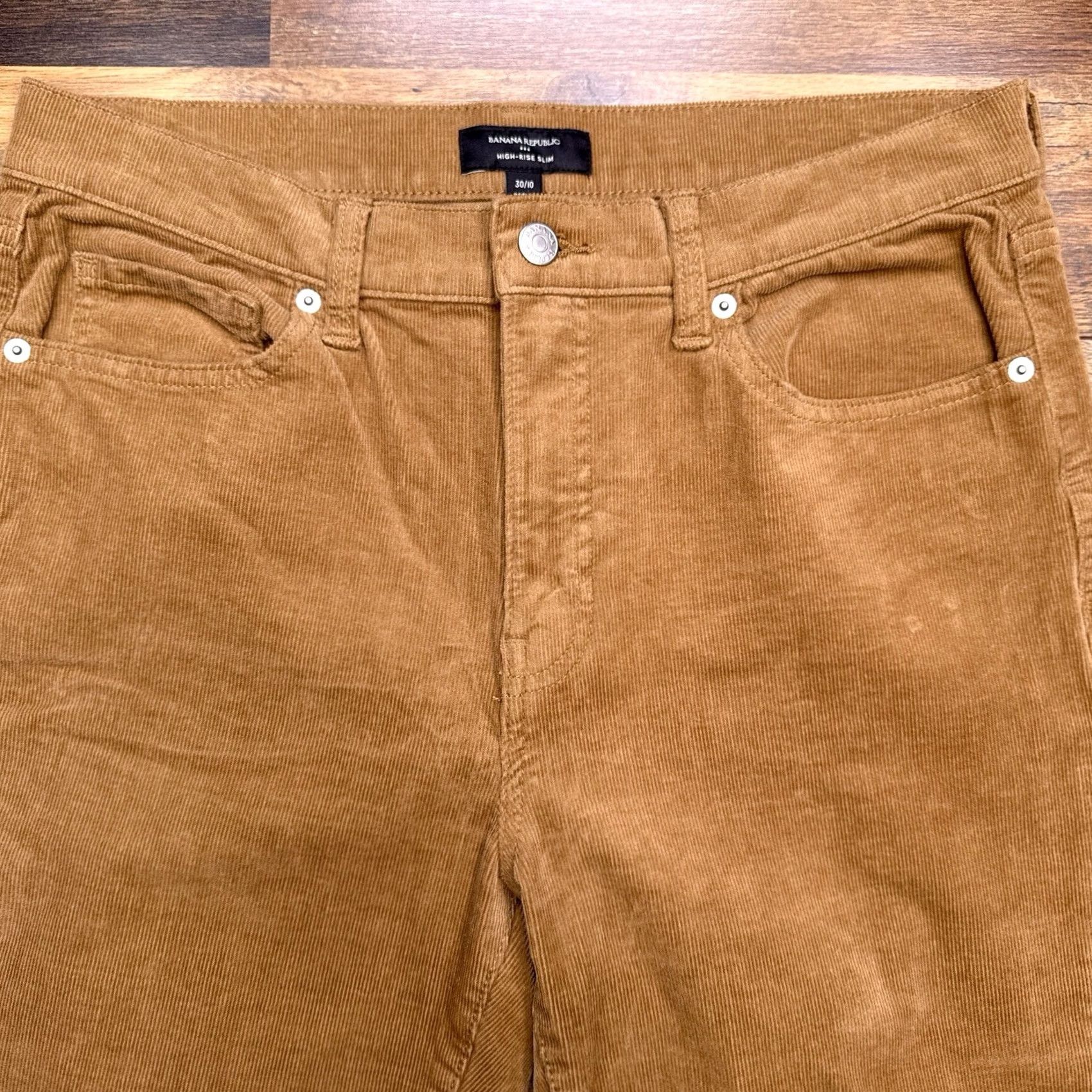 Banana Republic Banana Republic High Rise Slim Corduroy Pants Womens 30 Tan Slimming Cotton Elastane 25.5in Inseam Tapered City Travel Casual - Logo Front Flat Front Size 30" / US 8 / IT 44 - 4 Thumbnail