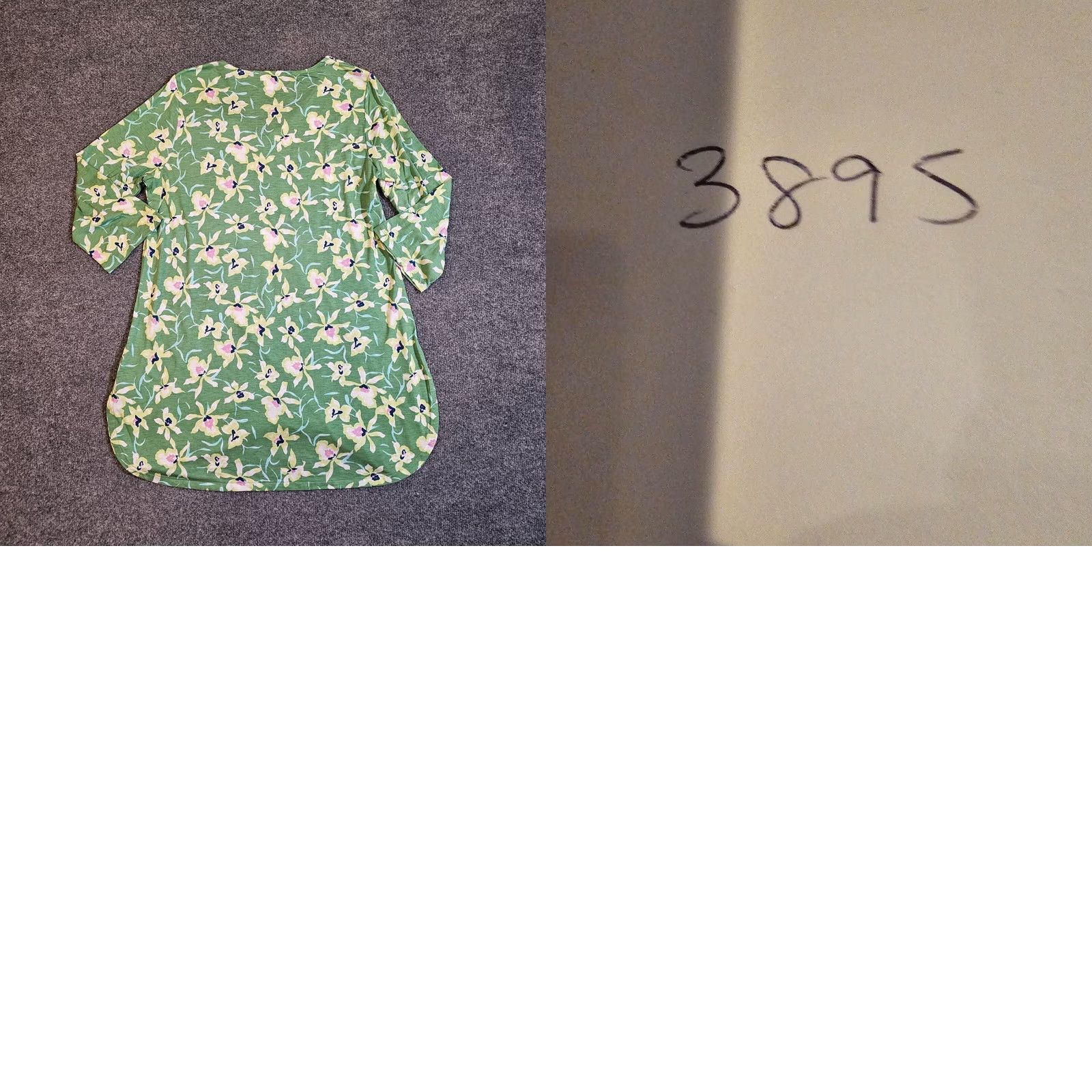 J. Jill J. Jill Dress Tunic Womens Medium Green Pink Floral V Neck Stretch Ruched Casual Size M / US 6-8 / IT 42-44 - 8 Thumbnail
