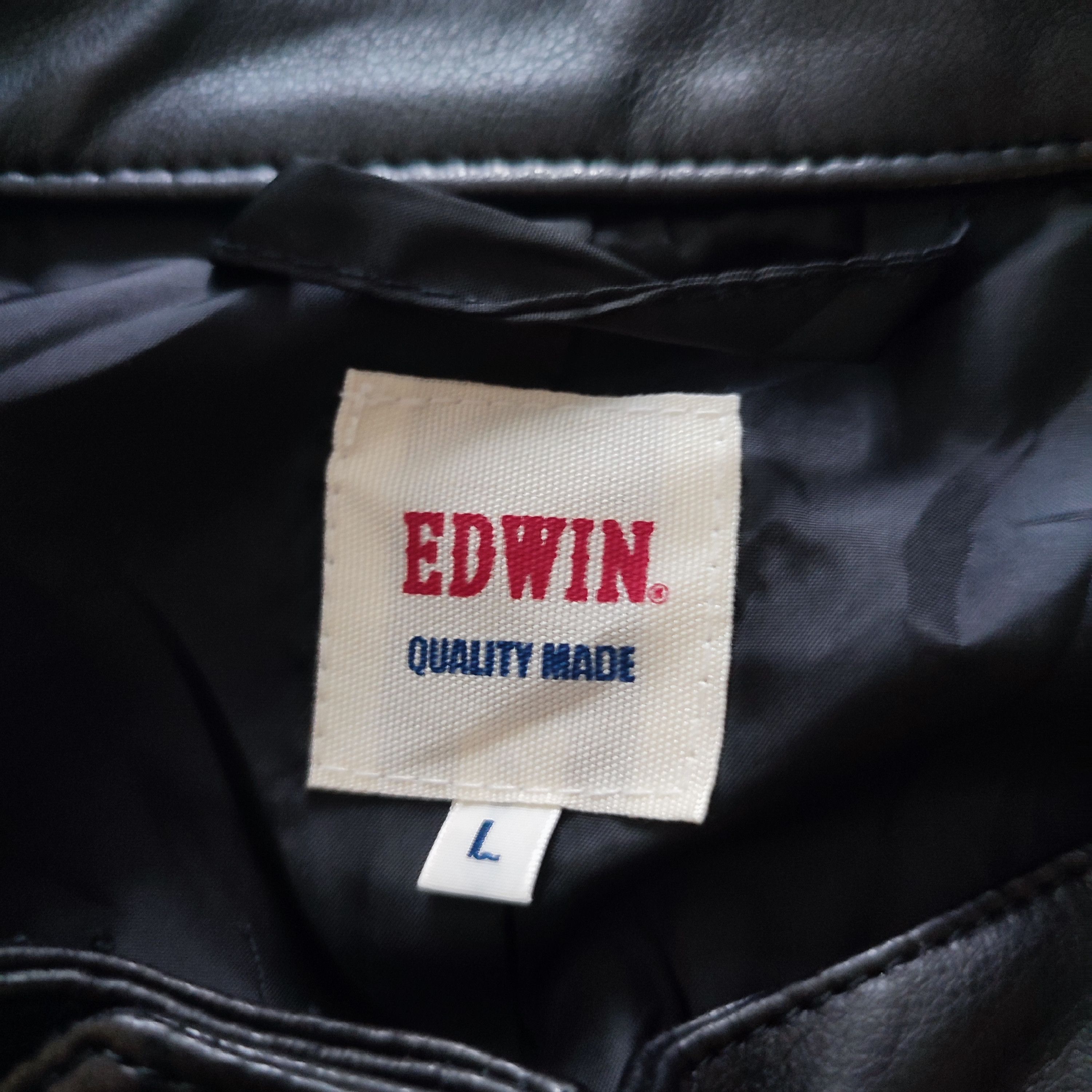 Edwin × Leather 🔥STEALS🔥Rare Edwin Vegan Leather Rider Jacket Size US L / EU 52-54 / 3 - 6 Thumbnail