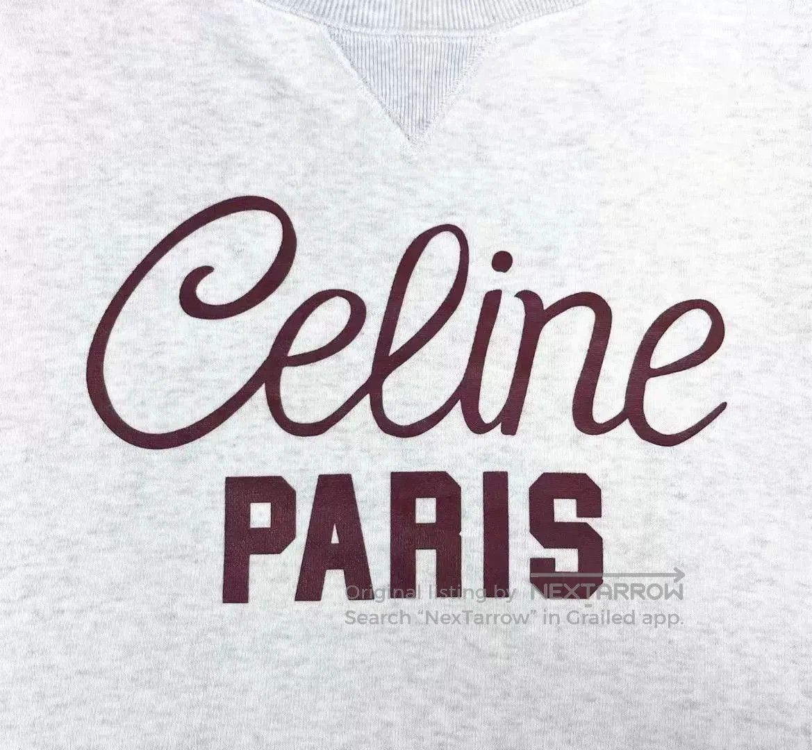 Celine celine logo short sweatshirt in light gray. Size L / US 10 / IT 46 - 9 Thumbnail