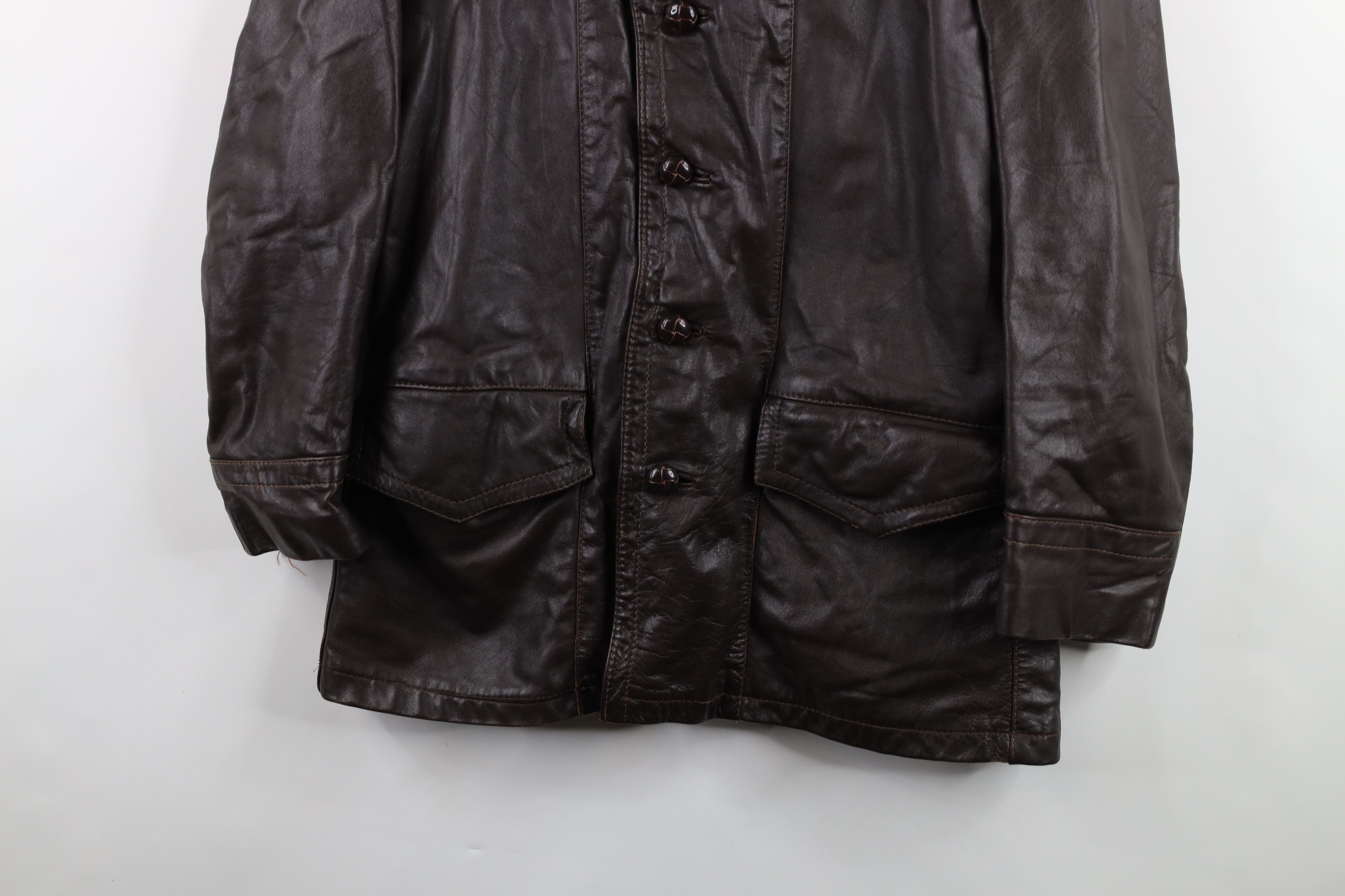 Vintage Vintage 60s 70s Streetwear Leather Full Button Jacket Size US M / EU 48-50 / 2 - 3 Thumbnail