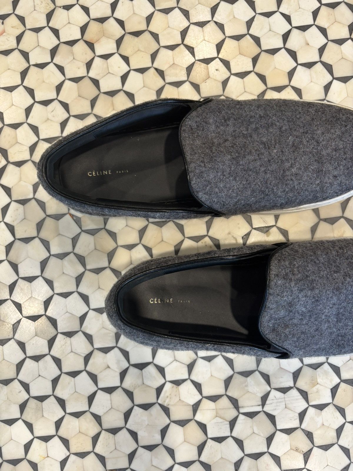 Celine CELINE Grey Wool Slip Ons **NFS** Size US 8.5 / EU 41-42 - 3 Thumbnail