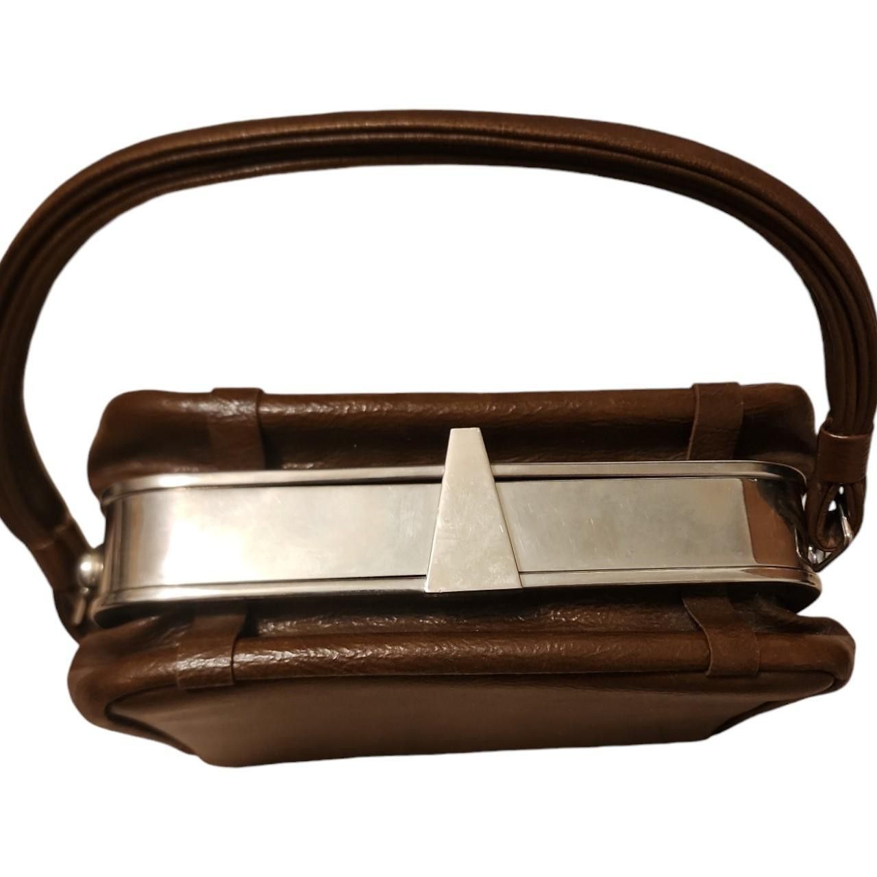 Vintage Vintage Faux Leather Brown Box Handbag Size ONE SIZE - 4 Thumbnail