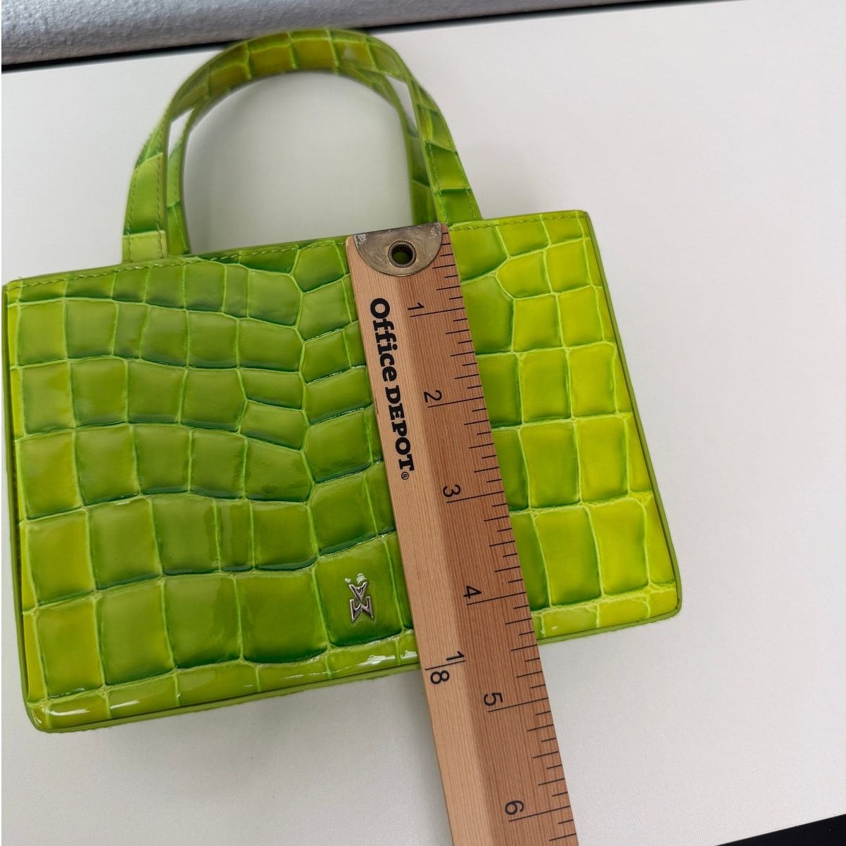 Amina Muaddi EUC Amina Muaddi Mini Croc Embossed Lime Green Bag Size ONE SIZE - 17 Thumbnail