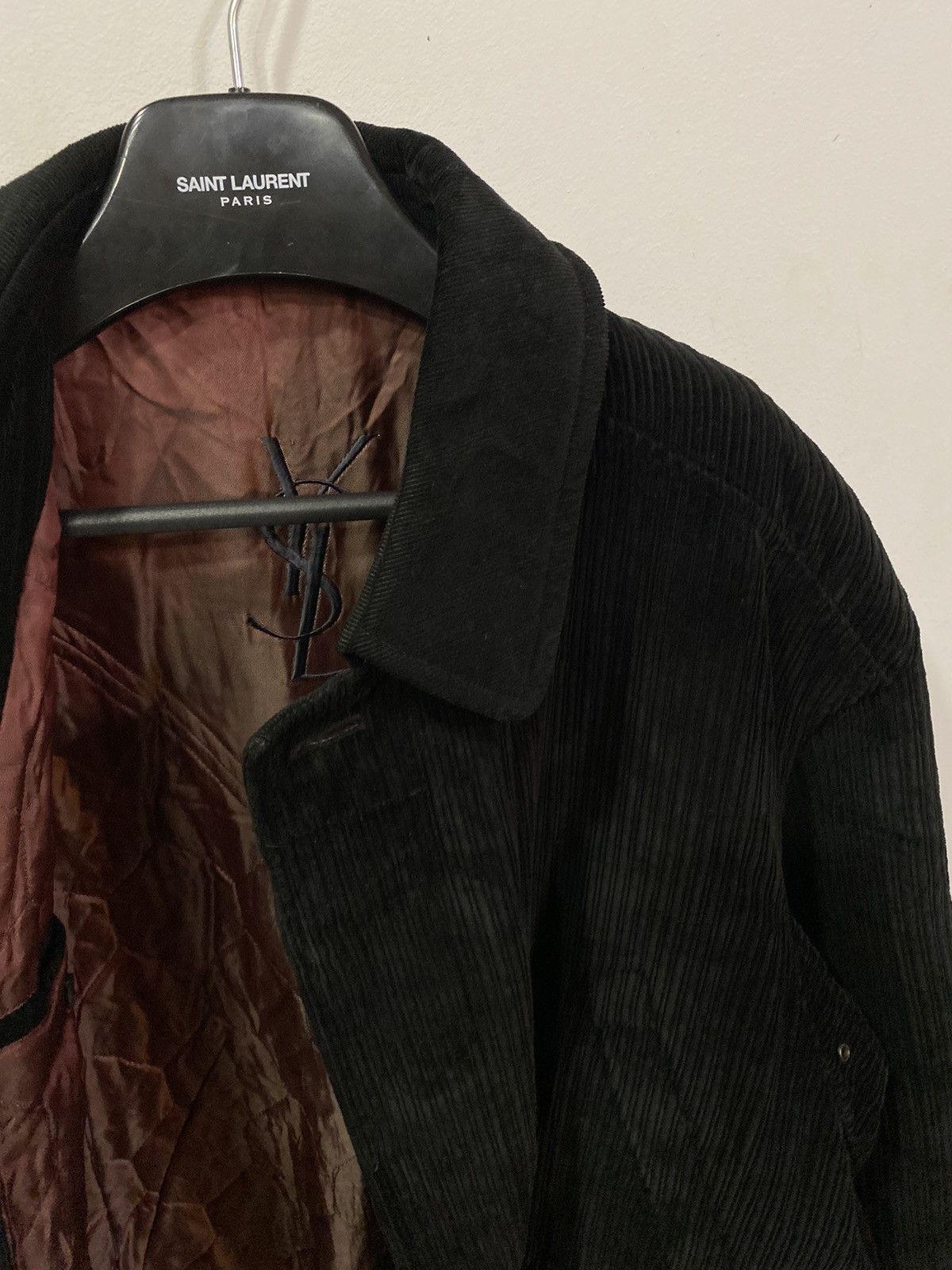 Yves Saint Laurent 90s Corduroy Black YSL Jacket Coat Warm Winter Parka Size US L / EU 52-54 / 3 - 2 Thumbnail