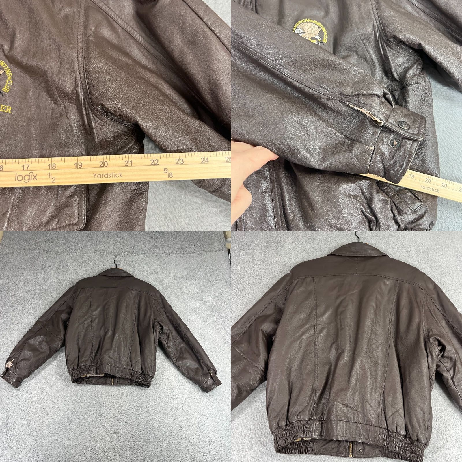Vintage VINTAGE MEMBERS CLUB North American Hunting Club Life Member MENS Brown Leather Bomber Jacket L Size US L / EU 52-54 / 3 - 8 Thumbnail