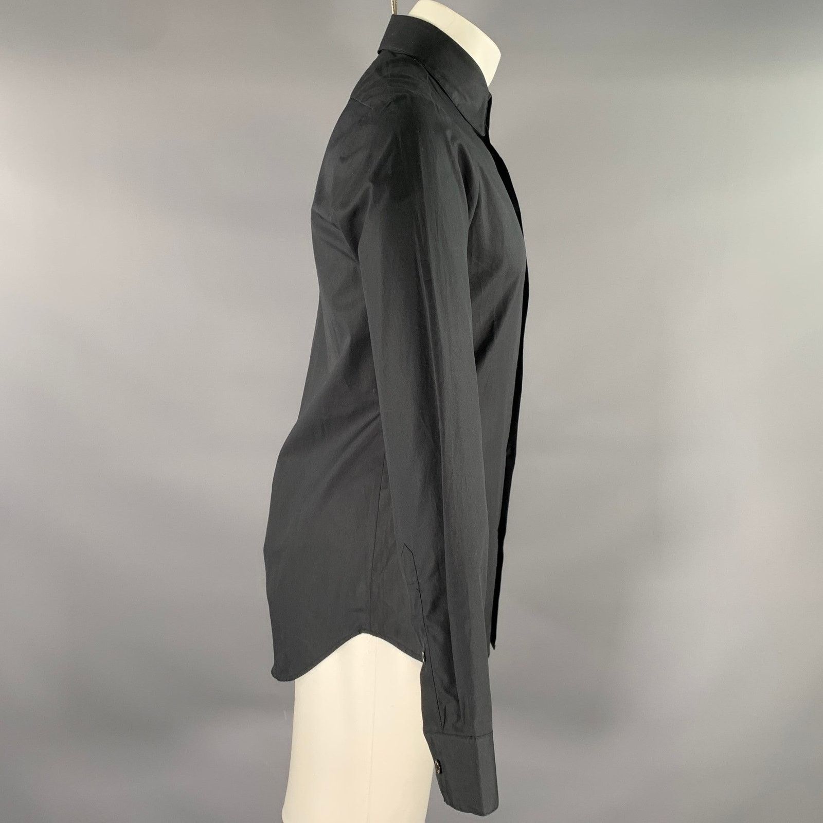 A.P.C. A.P.C. Size M Black Cotton Pointed Collar Long Sleeve Shirt Size US M / EU 48-50 / 2 - 2 Thumbnail