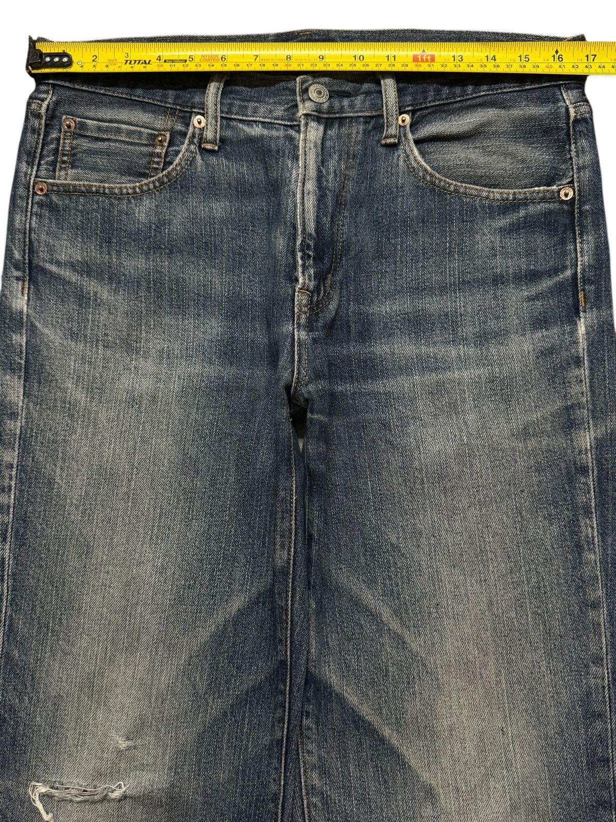 GU Vintage Y2K Japanese GU Faded Wash Distress Wide Leg Loose Size US 33 - 8 Thumbnail
