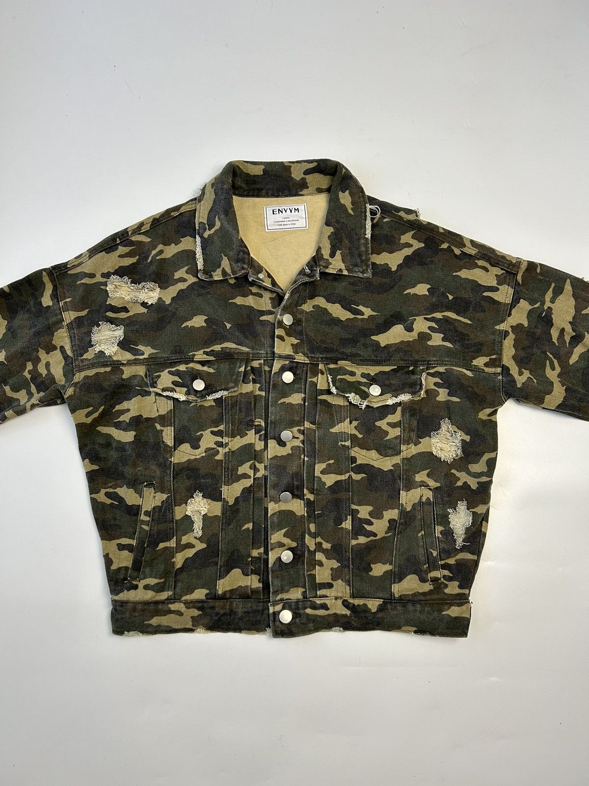 Japanese Brand ENVYM CAMOUFLAGE DENIM JACKET Size US L / EU 52-54 / 3 - 4 Thumbnail