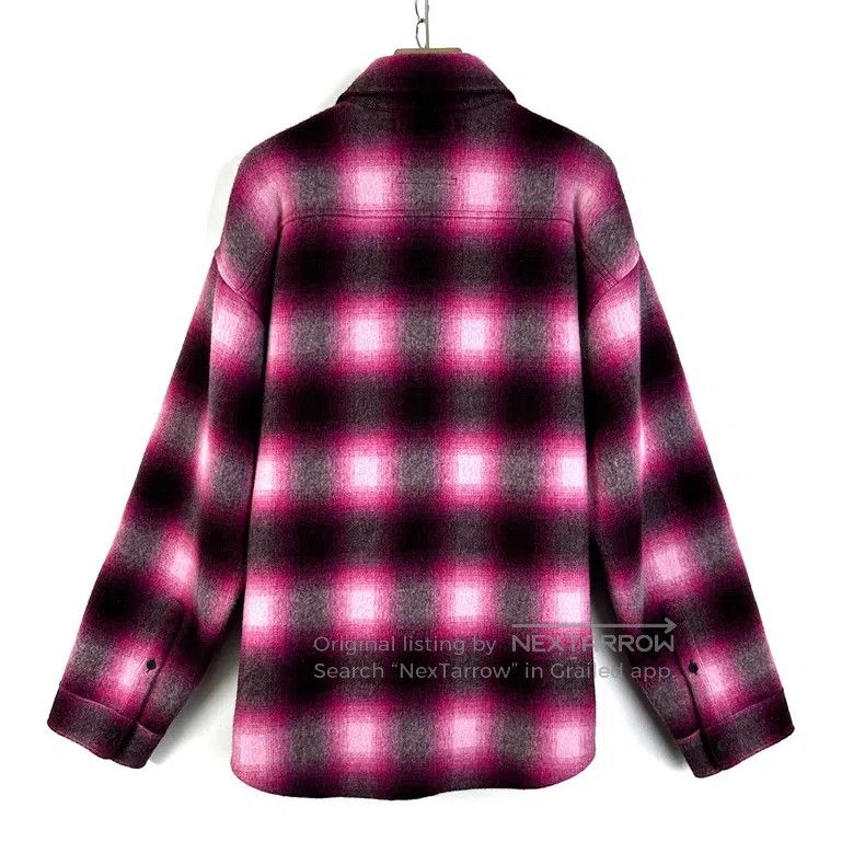 Balenciaga Balenciaga Pink Single-breasted Faux Fur Plaid Jacket Shir Size XXS / US 00 / IT 34 - 2 Thumbnail
