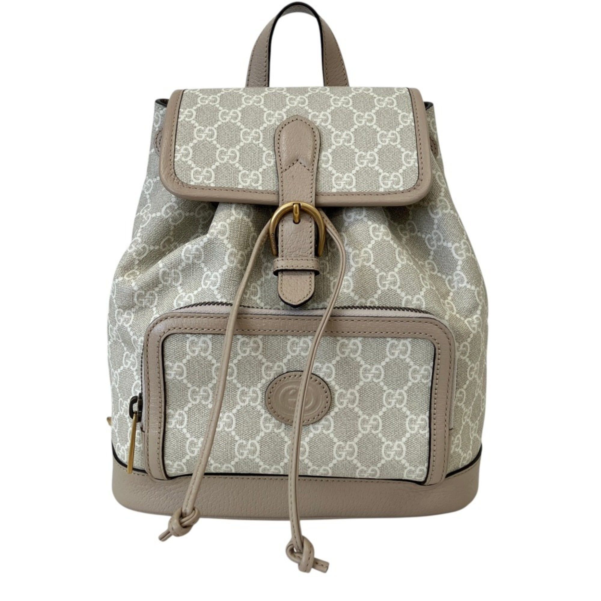 Gucci GUCCI GG Supreme Interlocking G Backpack Daypack 674147 Gray Greige Women's Size ONE SIZE - 1 Thumbnail