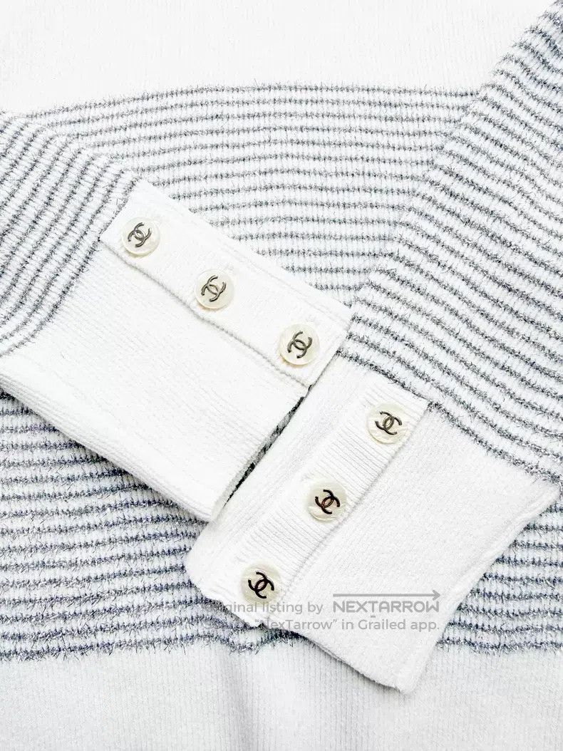 Chanel Chanel Silver silk striped long sleeves Size XS / US 0-2 / IT 36-38 - 5 Thumbnail