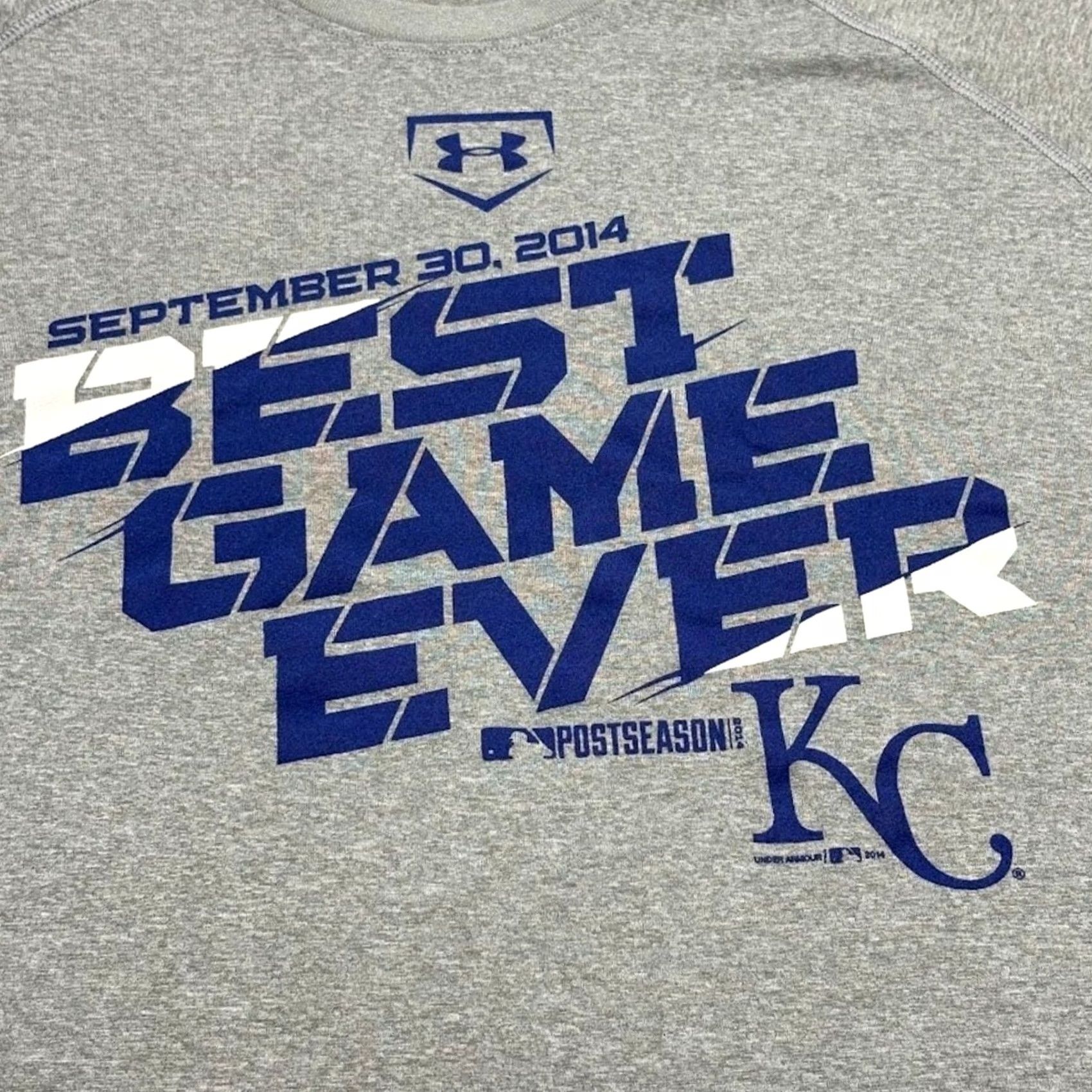 Under Armour VINTAGE KC Royals 2014 Postseason Under Armour T Shirt XL Gray Mens Size US XL / EU 56 / 4 - 3 Thumbnail