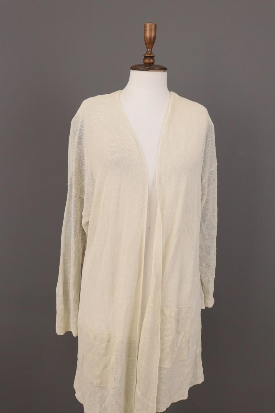 Eileen Fisher Eileen Fisher Beige Linen Knit Cape Cardigan Sweater Size XL Size XL / US 12-14 / IT 48-50 - 1 Thumbnail