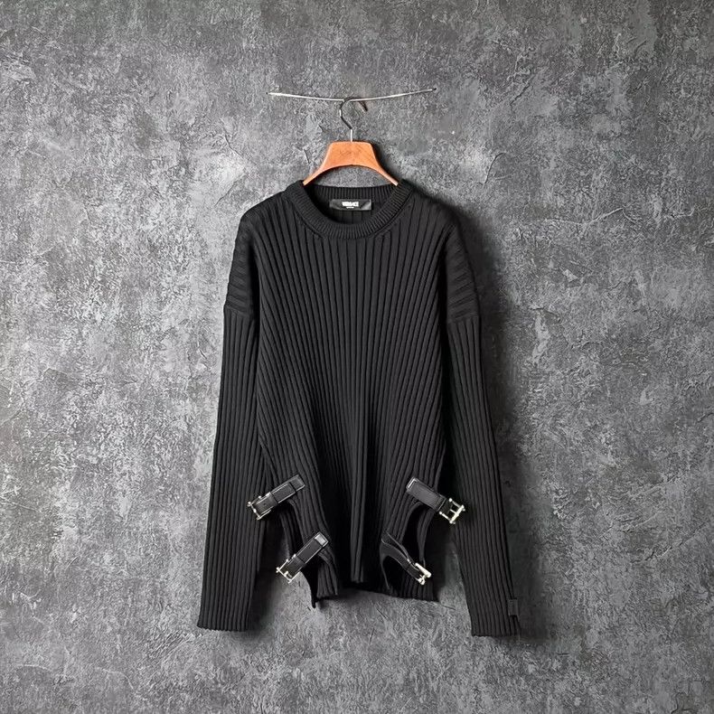 Versace Versace Leather buckles adorn wool crewneck sweaters Size S / US 4 / IT 40 - 1 Thumbnail