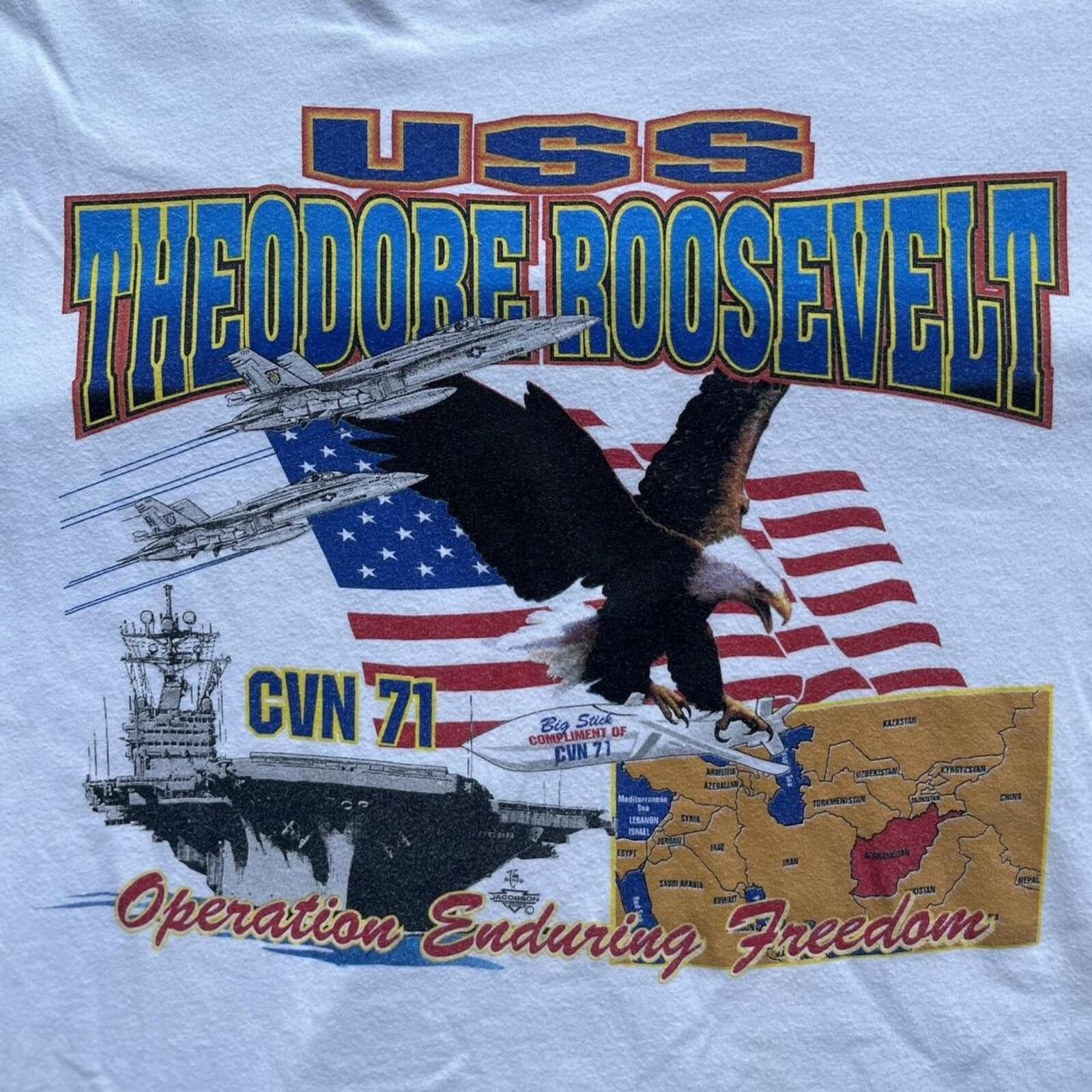 Hanes Vintage Hanes USS Theodore Roosevelt CVN-71 Operation Endur. Size US L / EU 52-54 / 3 - 2 Thumbnail