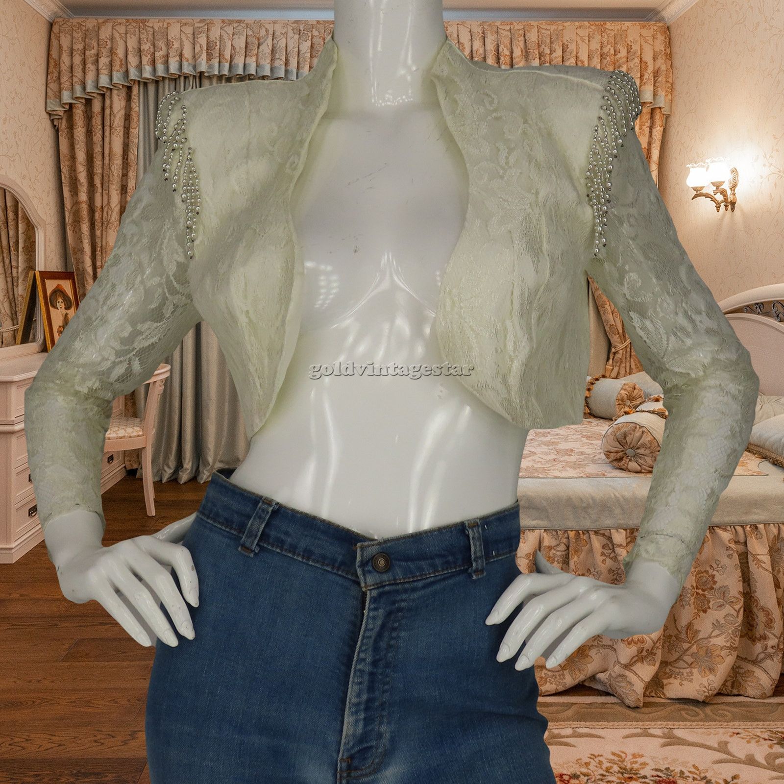 Other Eclectic Beaded Lace Crop Top Jacket Vintage XS Size XS / US 0-2 / IT 36-38 - 5 Thumbnail